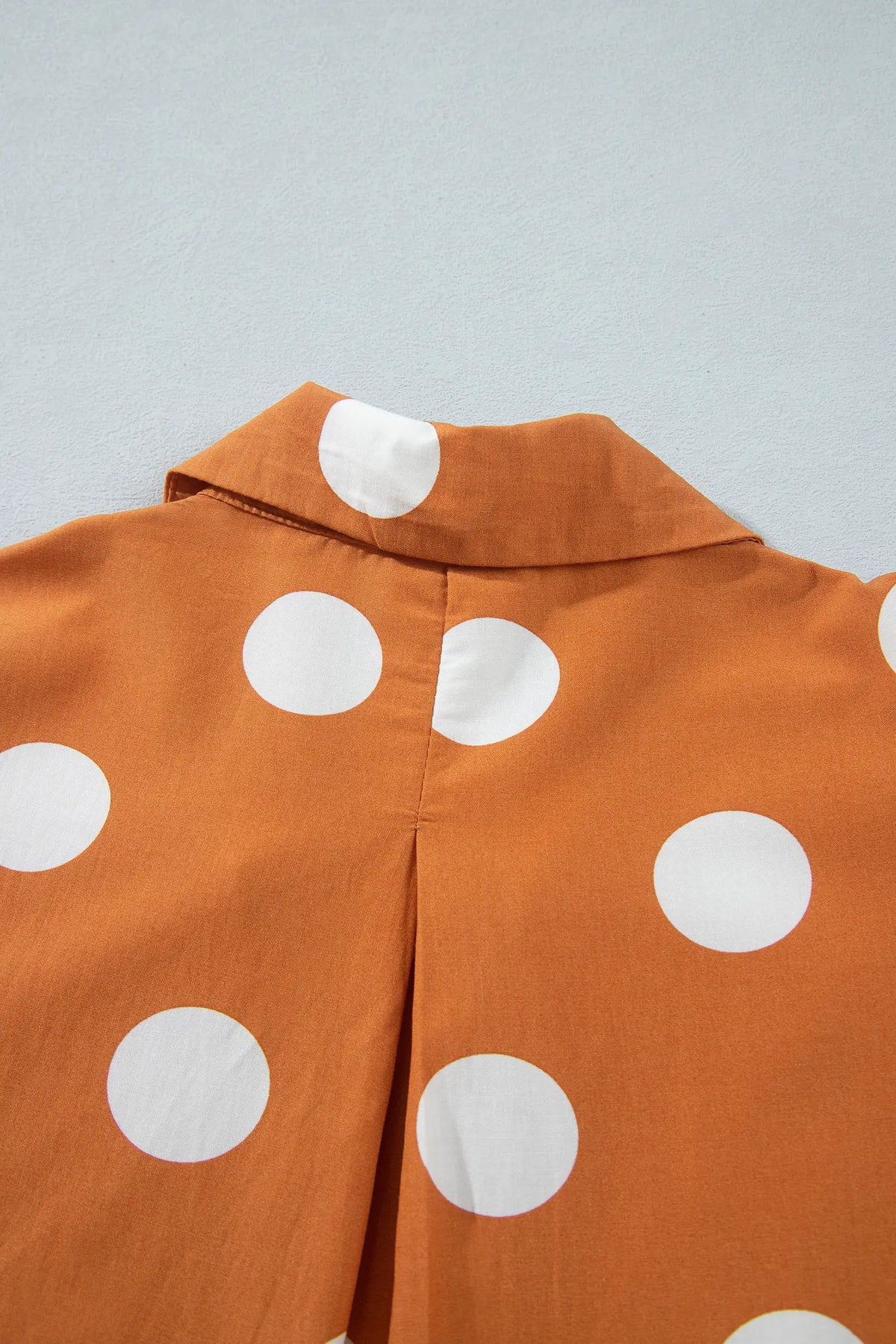 Polka Dot Long Sleeve Tie Waist Casual Shift Mini Dress – Brown
