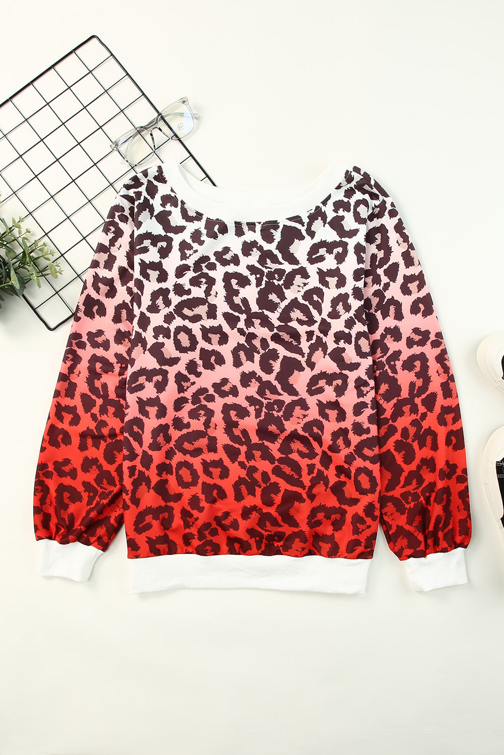 Leopard Gradient Long Sleeve Sweatshirt eAura