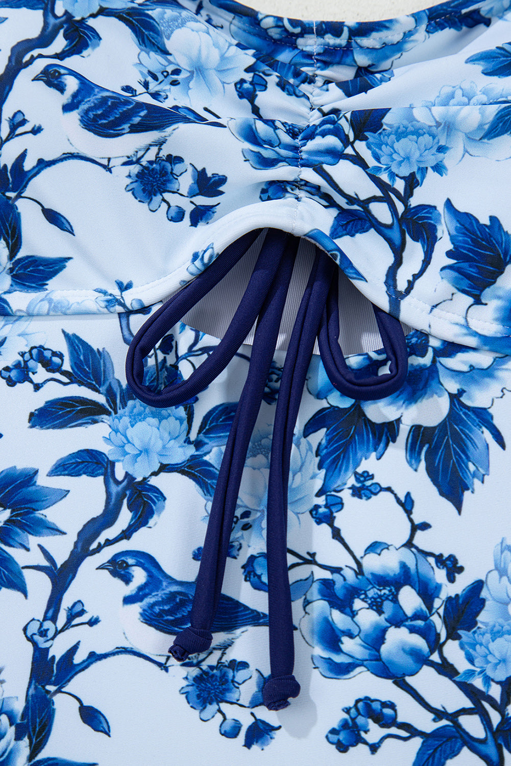 Blue Cutout Ruffled Spaghetti Strap One-Piece Swimwear eAura
