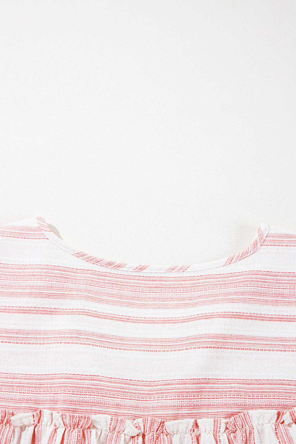 Pink Stripe Plus Size Tassel Tie Frilled Detail Short Sleeve Blouse BB Fashion Outlet