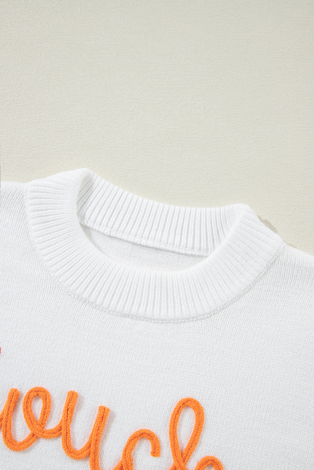 White Touchdown Tinsel Puff Short Sleeve Crew Neck Sweater eAura