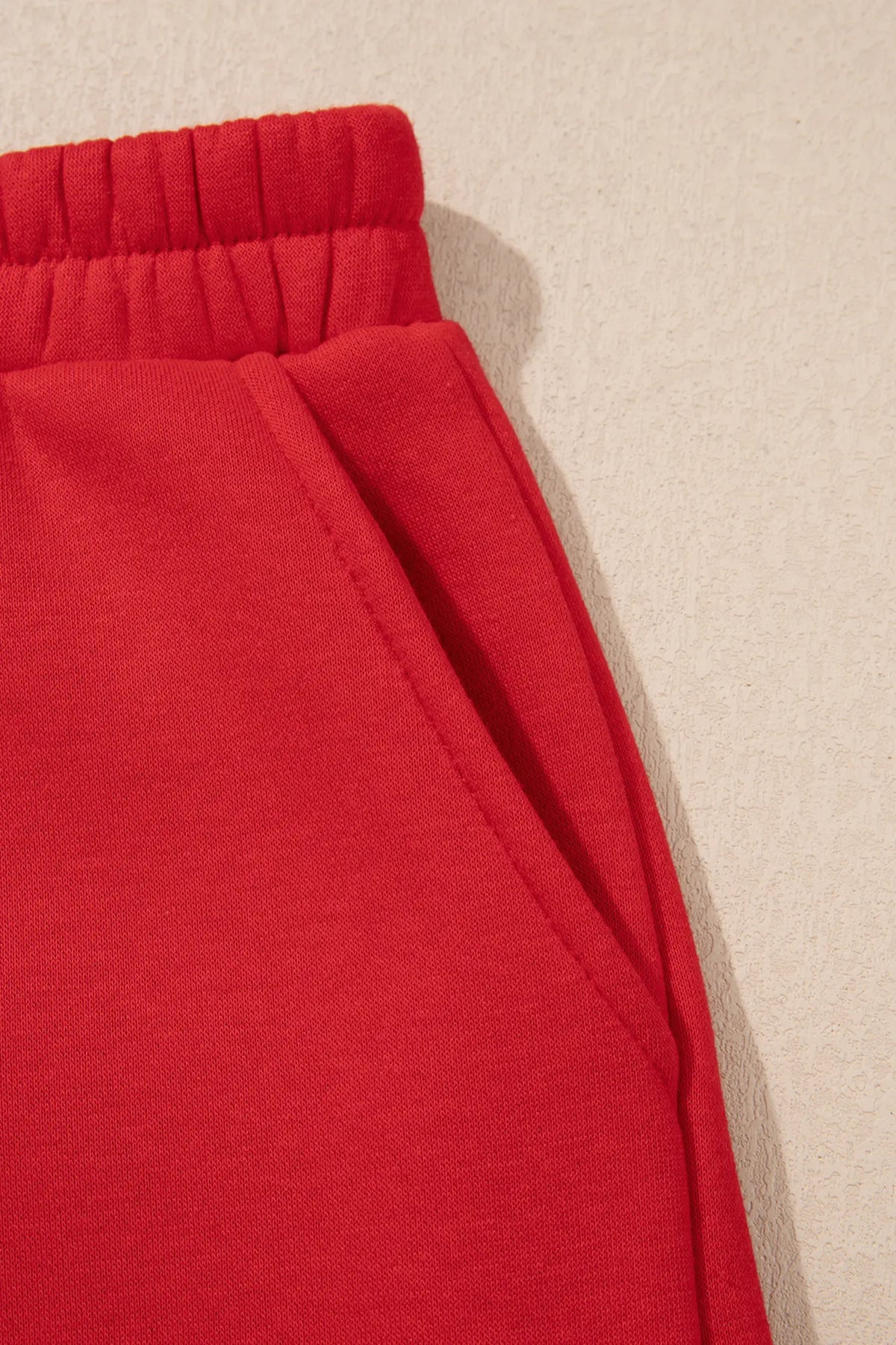 Gingham Trim Baggy Pullover 2pcs Short Set – Fiery Red