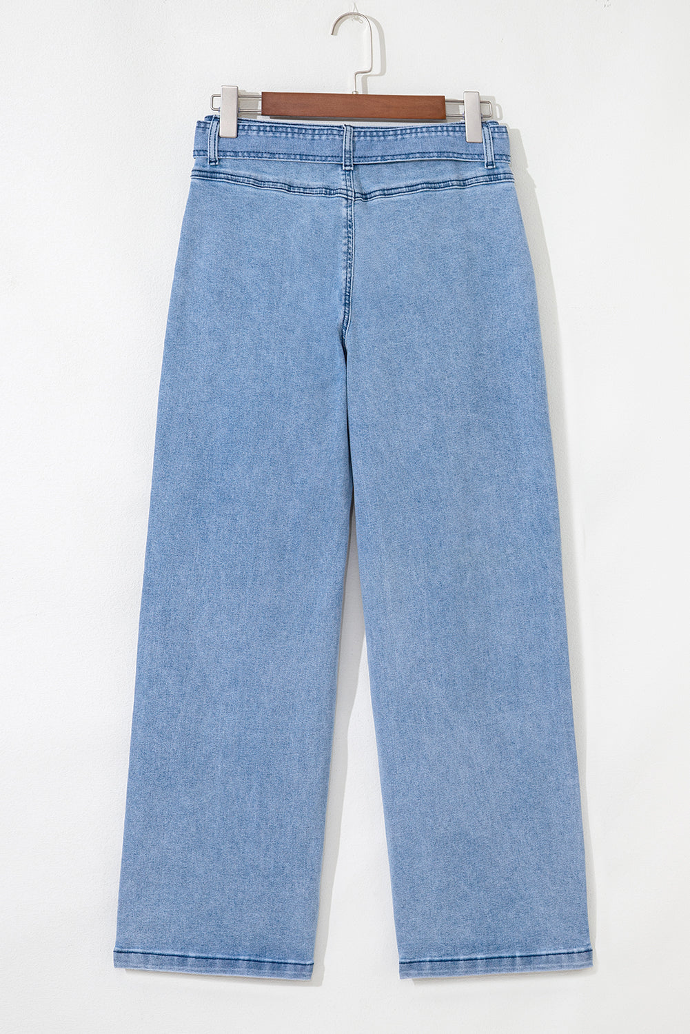 Western Washed Bow Knot Sash Wide Leg Jeans - eAura
