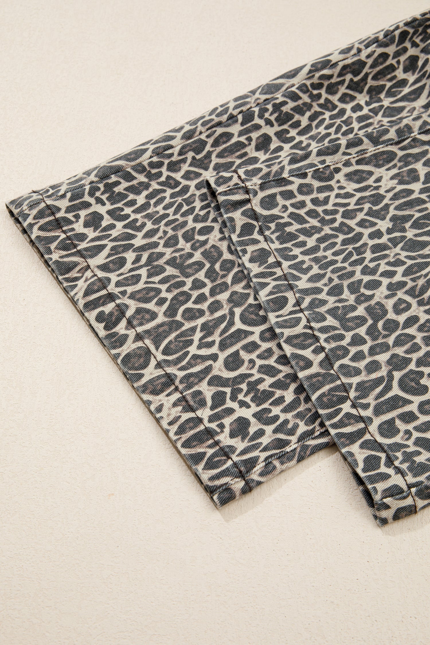 Leopard Print Straight Leg Loose Denim Jumpsuit Dungarees - eAura