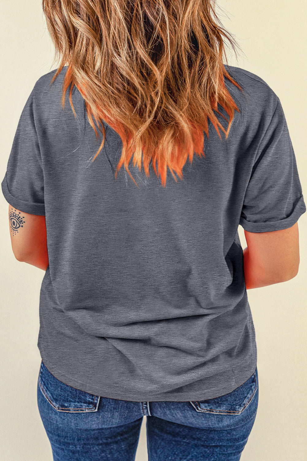 Casual Plain Crew Neck Tee T-Shirt