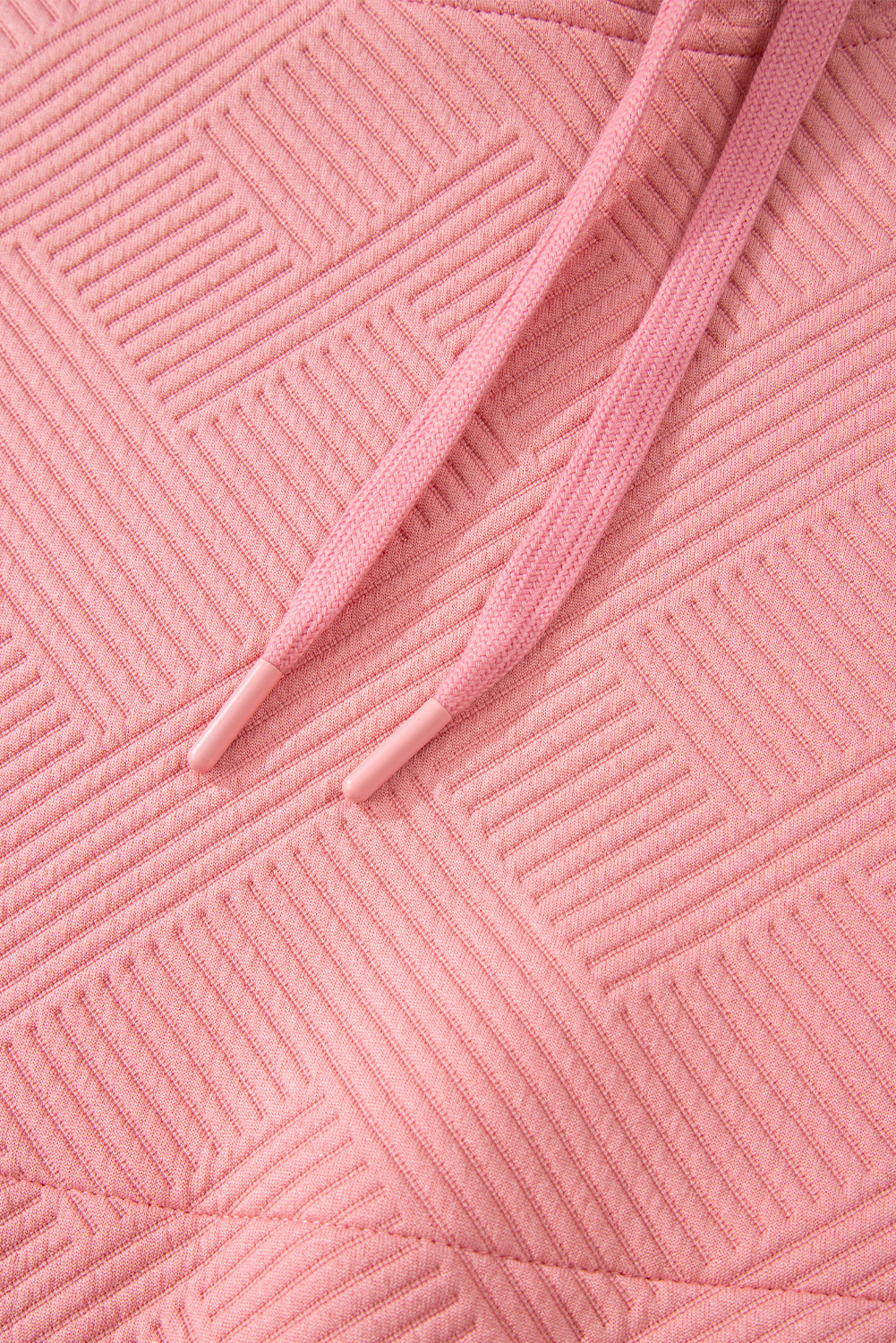Pink Textured Colour Block Kangaroo Pocket Drop Shoulder Hoodie eAura