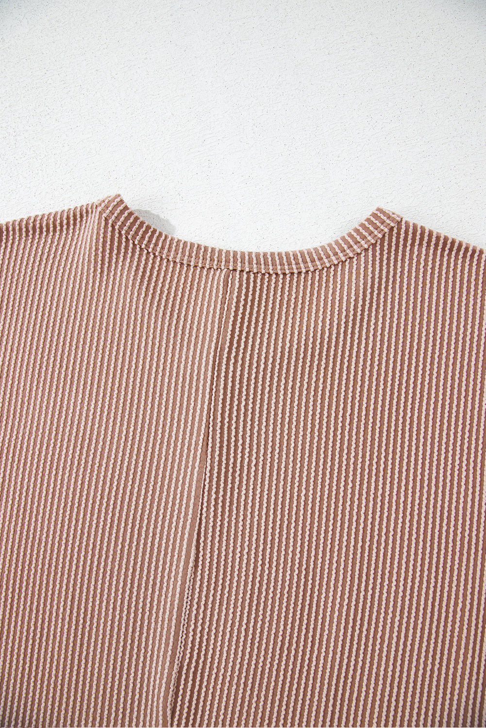 Smoke Grey Ribbed Striped Crew Neck Plus Size Knit T Shirt BB Fashion Outlet