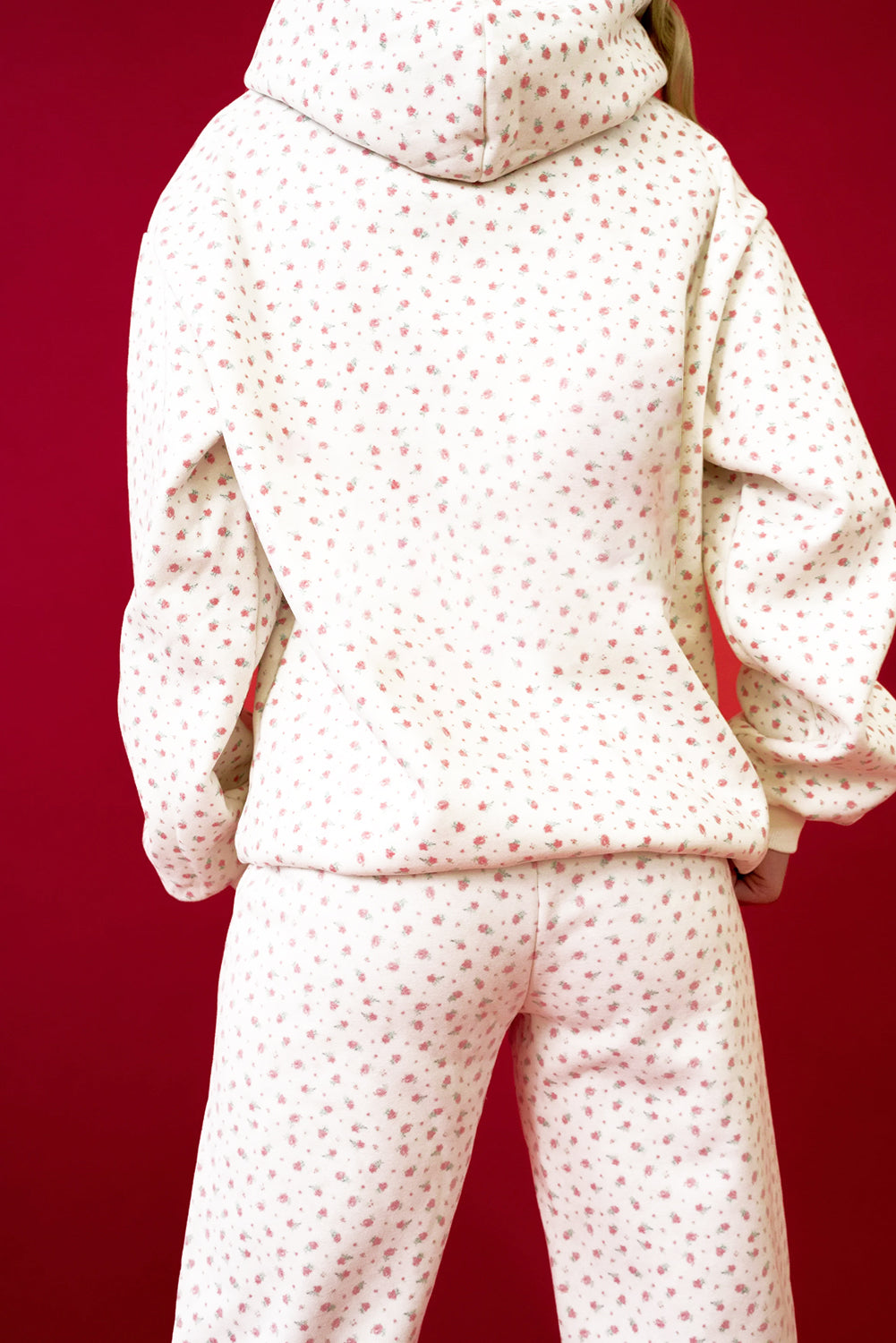 Floral Kangaroo Pocket Hoodie Trousers Co-ord Set