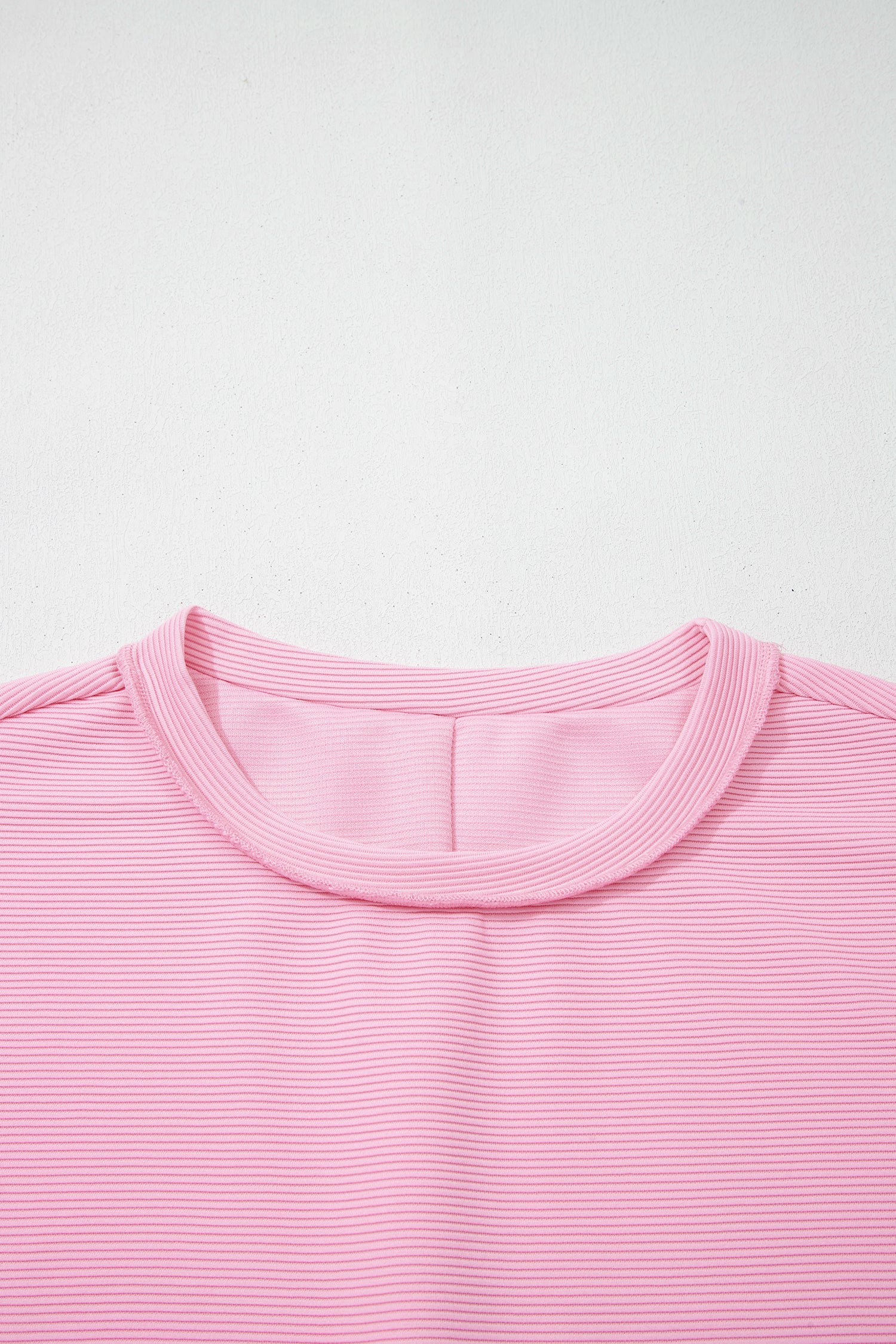 Horizontal Ribbed Exposed Seam Detail Drop Shoulder Baggy Pullover
