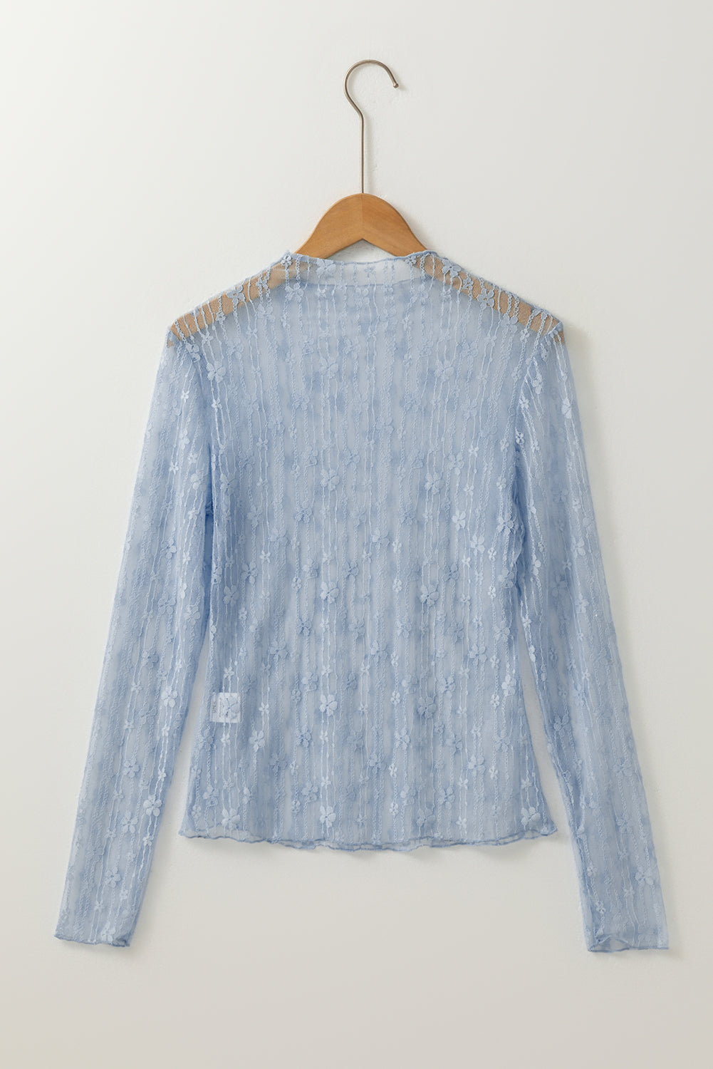 Sheer Floral Lace Long Sleeve Slim Fit Top eAura