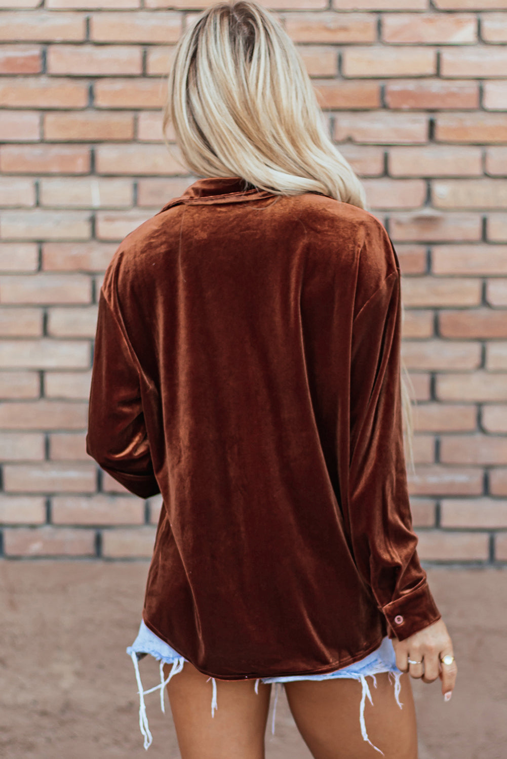 Chestnut Chest Pocket Velvet Shirt eAura