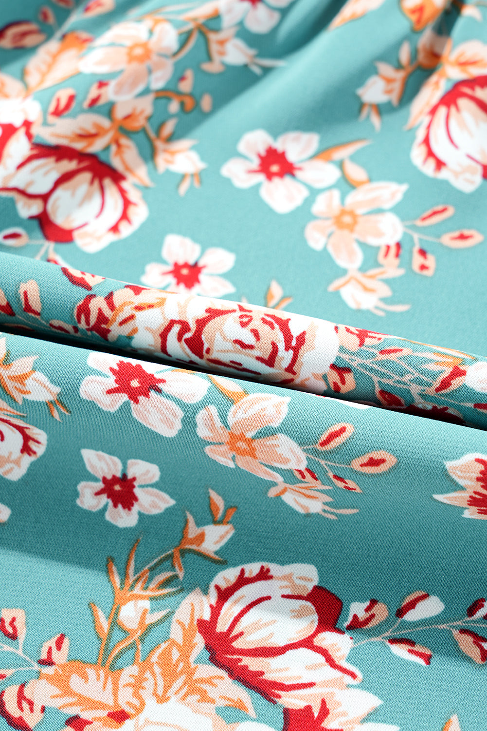 Green Plus Size Floral Print Square Neck Smocked Maxi Dress BB Fashion Outlet