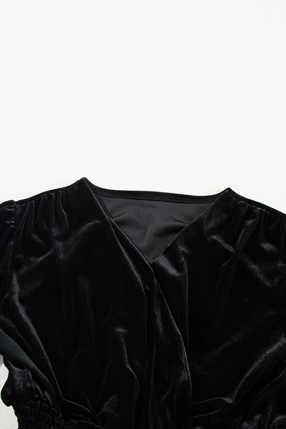 Black Velvet Long Sleeve Surplice High Waist Mini Dress eAura