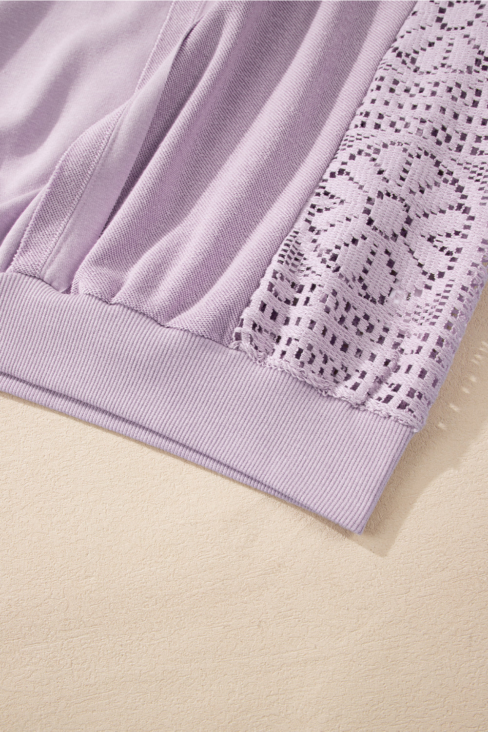 Knit Crochet Exposed Seam Ribbed Trim Sweatshirt eAura