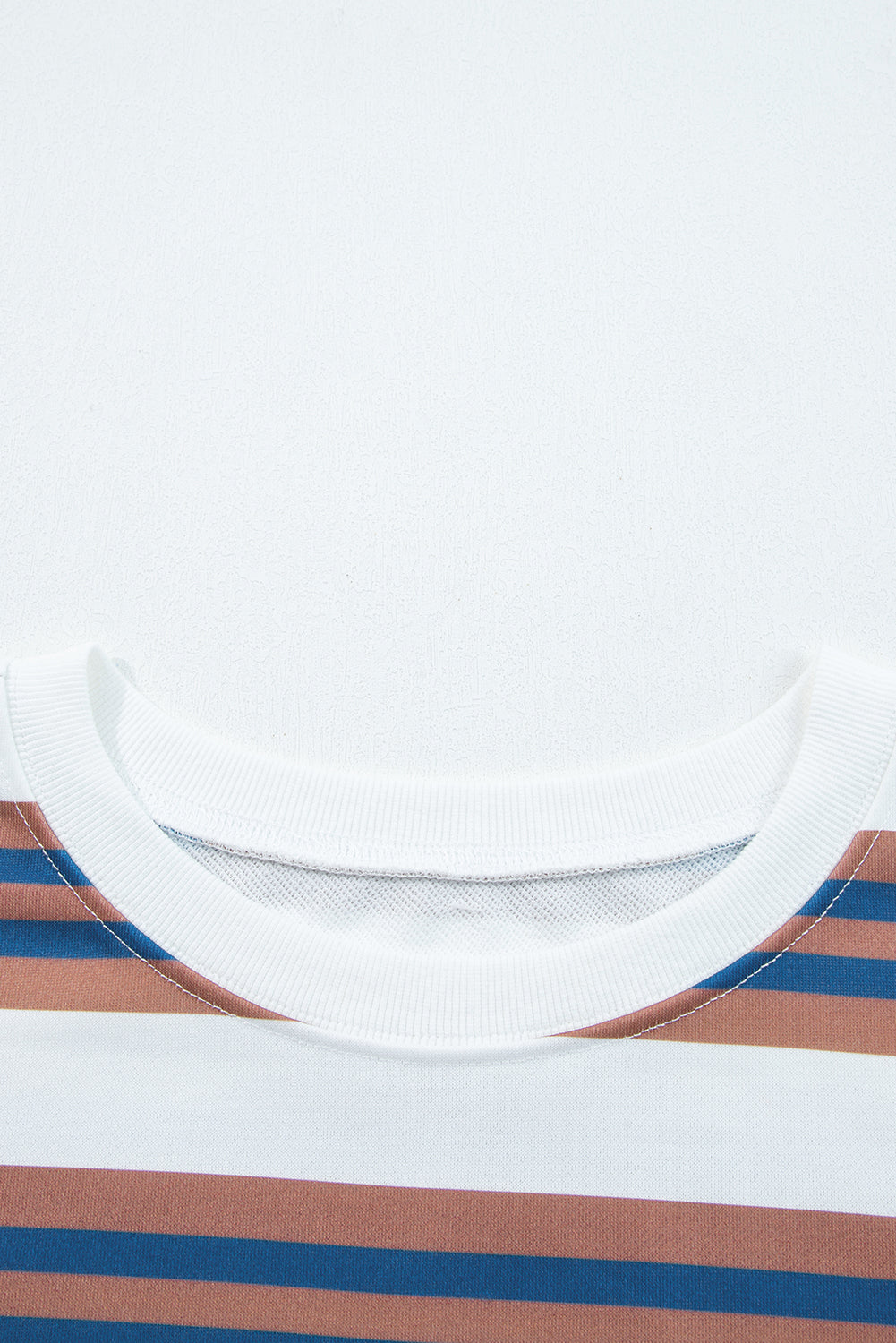 Stripe Crew Neck Drop Shoulder Pullover Sweatshirt - eAura