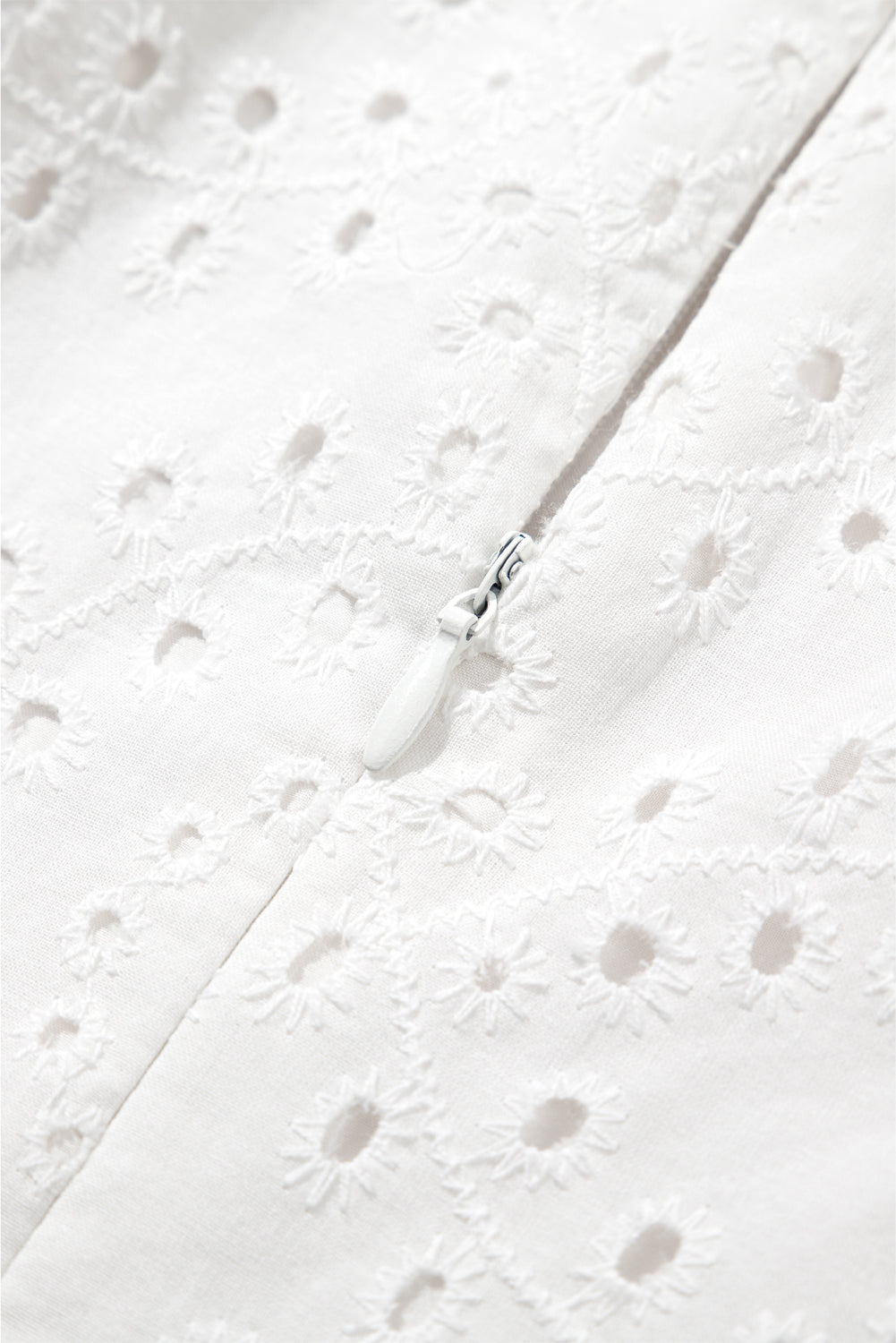 White Bordier Anglais Embroidered Sleeveless Shift Dress eAura