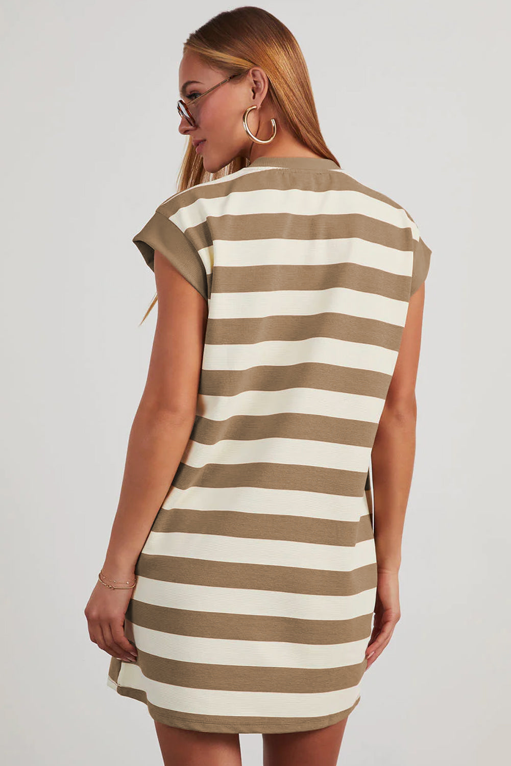 Stripe Cap Sleeve Shift T-Shirt Dress