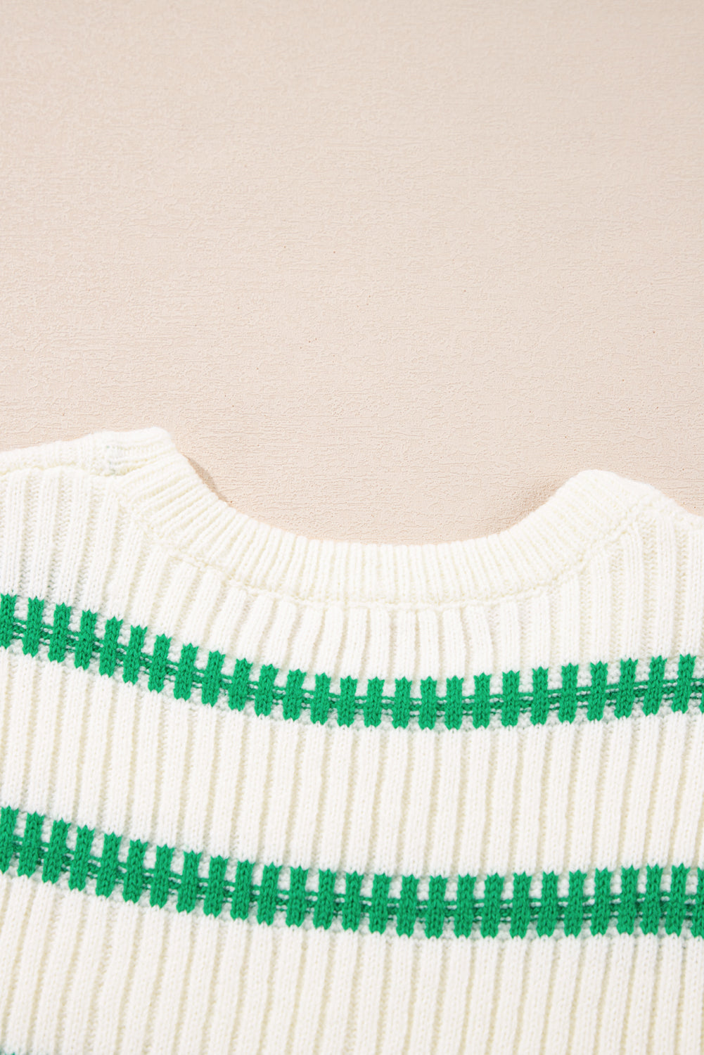 Bright Green Striped Round Neck Casual Sweater Vest eAura