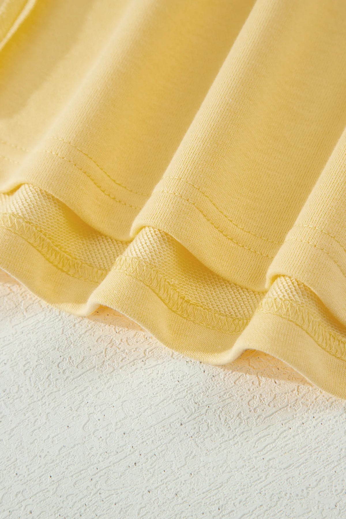 Cream Solid Colour Polo Tee Elastic Waist Shorts Plus Size Outfit – Yellow
