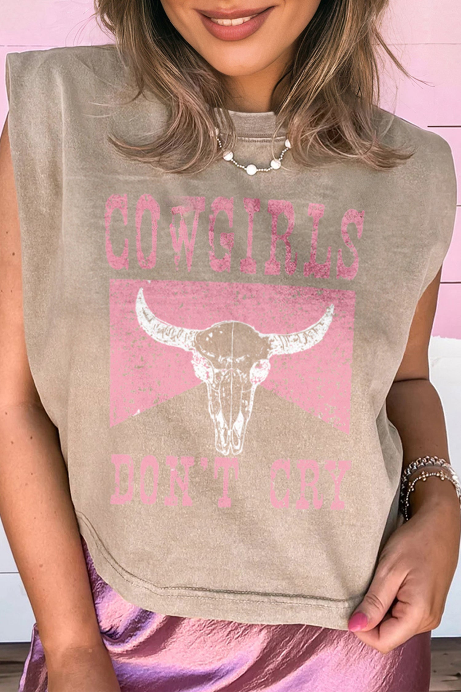 Cowboy & Beer Western Graphic Mineral Wash Tank Top