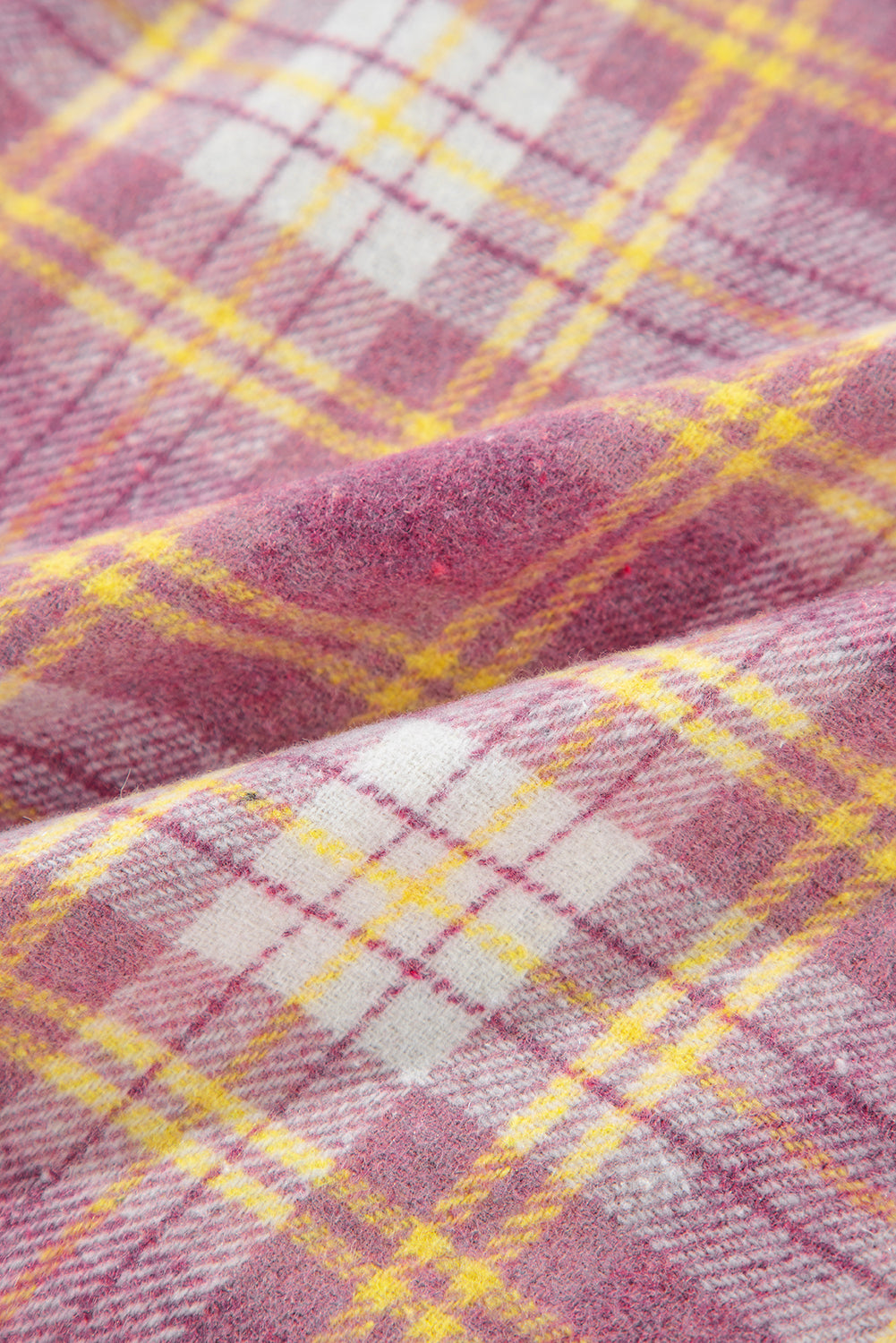 Pink Plaid Print Chest Pocket Long Sleeve Shacket Beagle Boutique Fashion Outlet