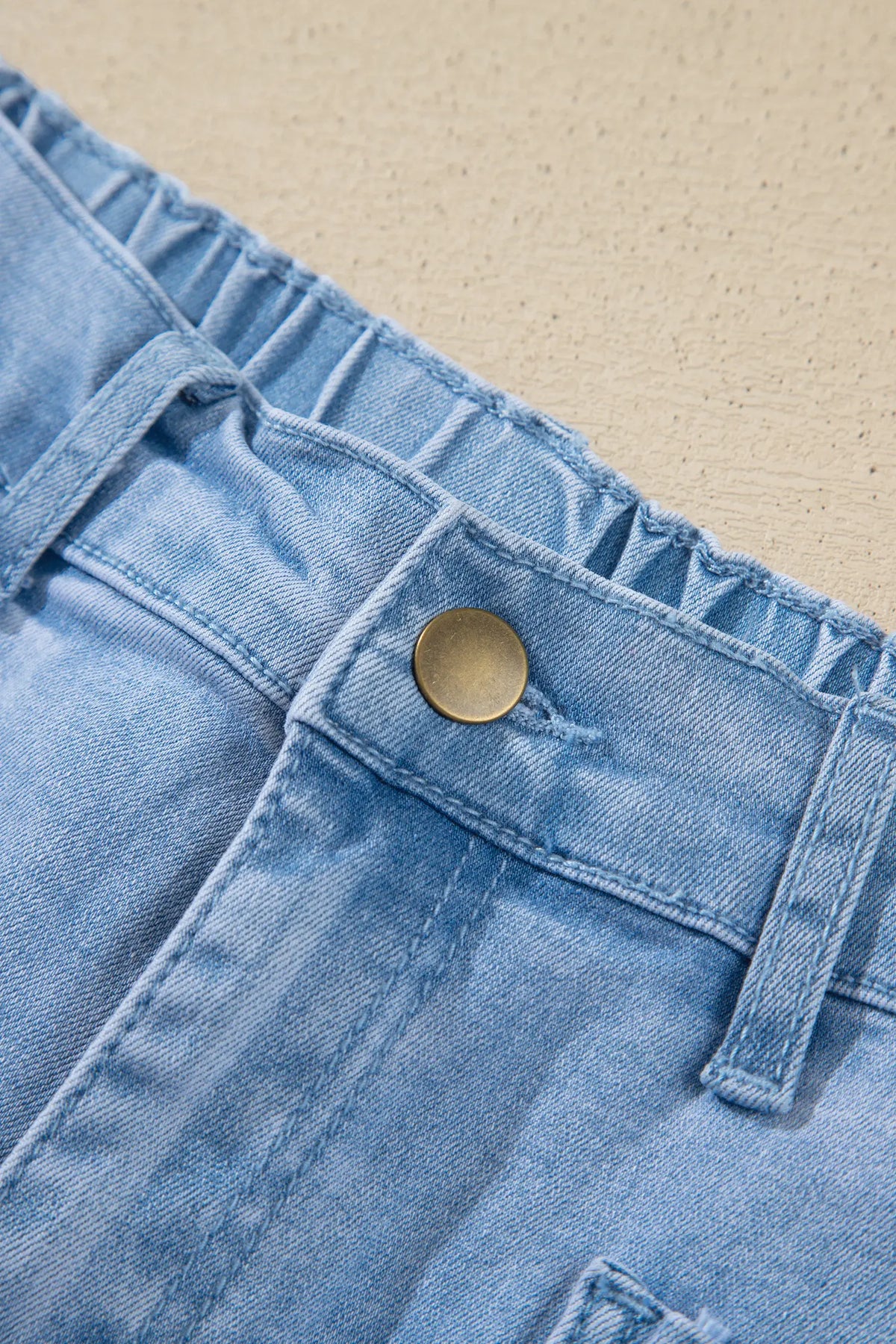 Solid Colour Square Patch Pocket Ankle-length Barrel Jeans – Beau Blue