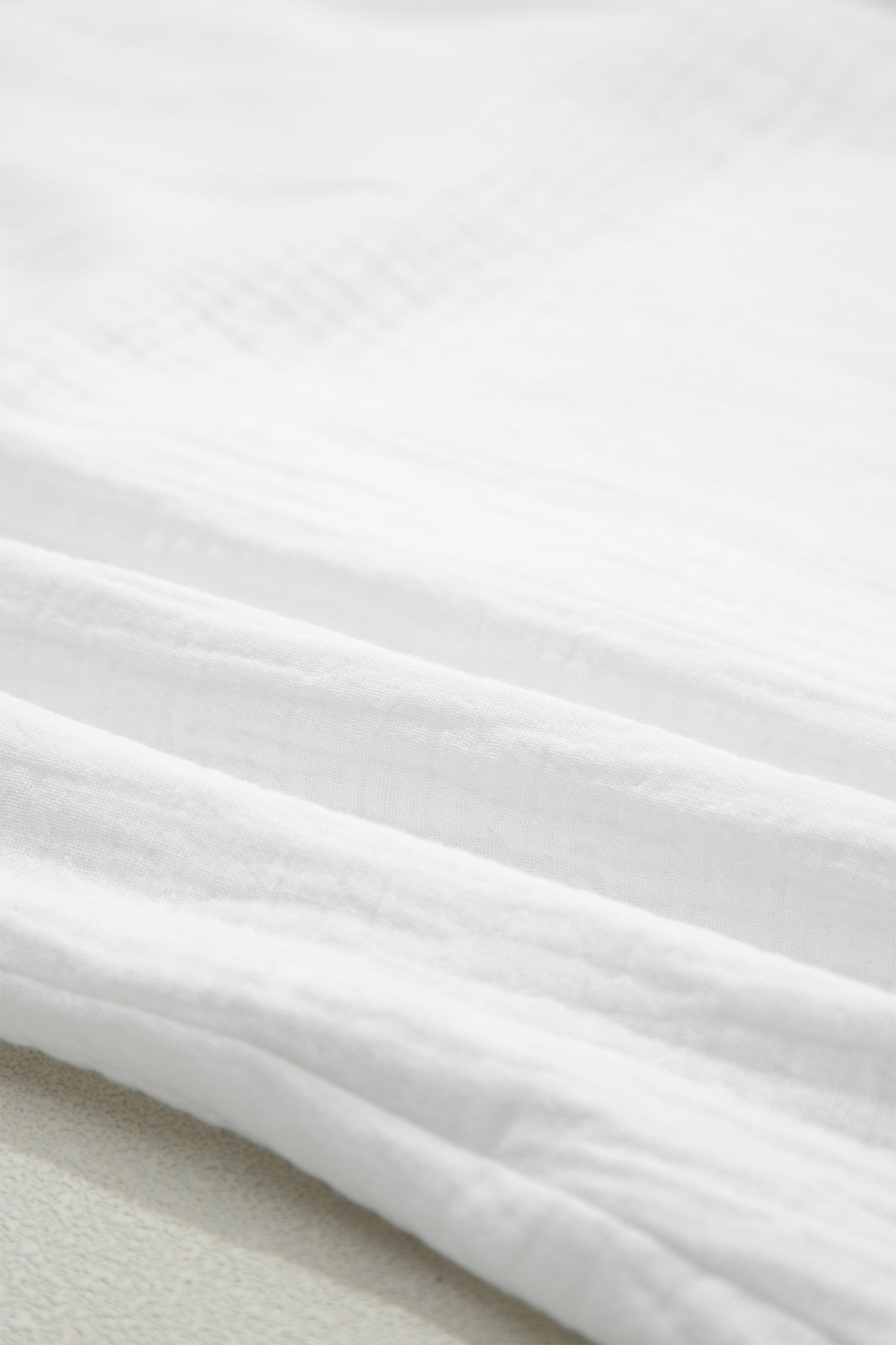 Lace Trim Cuffed Short Sleeve Textured Shirt