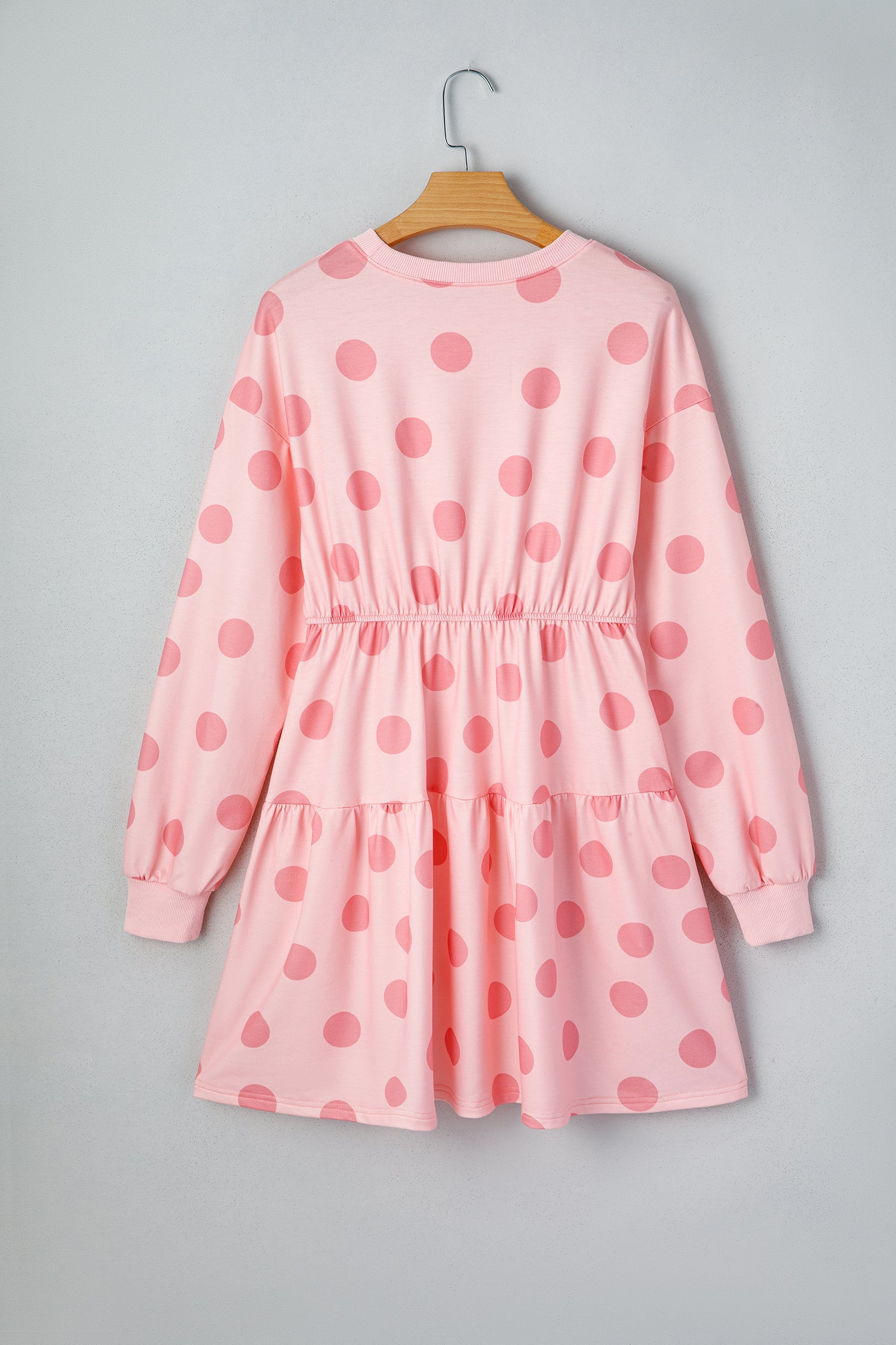 Polka Dot Printed Long Sleeve Flared Mini Dress