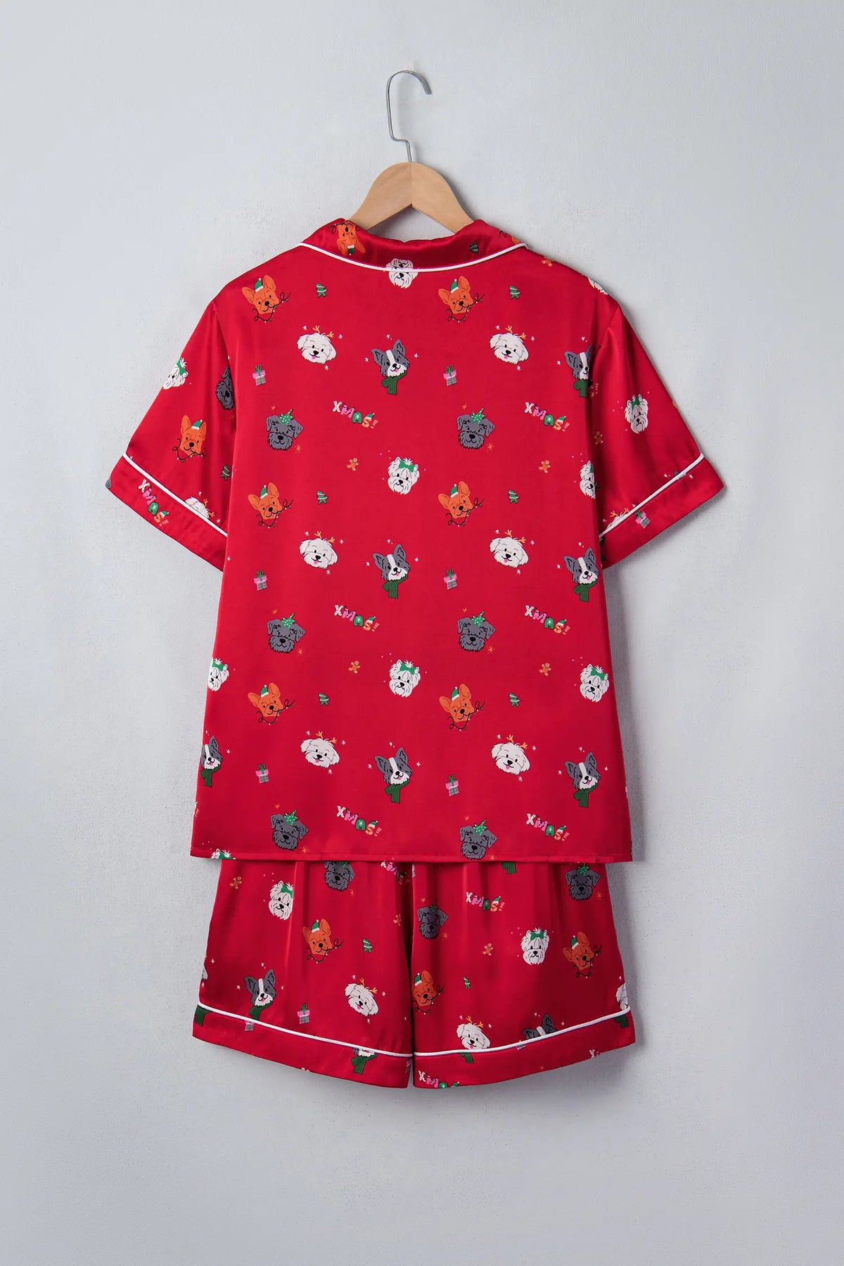 Short Sleeve Two Piece Lounge Set — Festive Dog Print