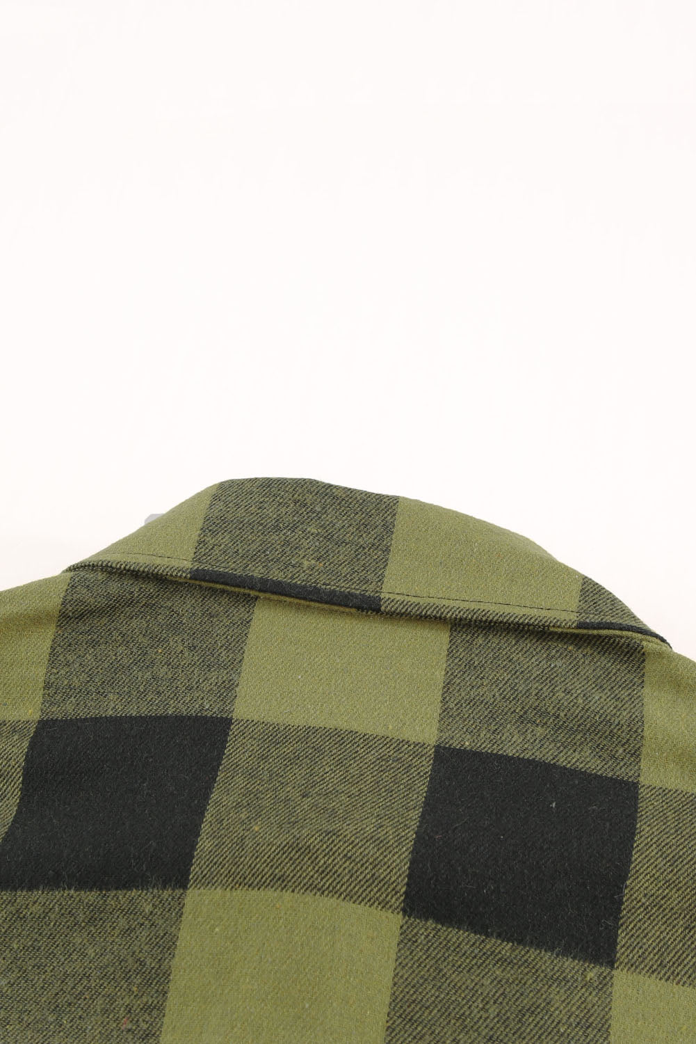 Black Turn-down Collar Plaid Shirt Coat eAura