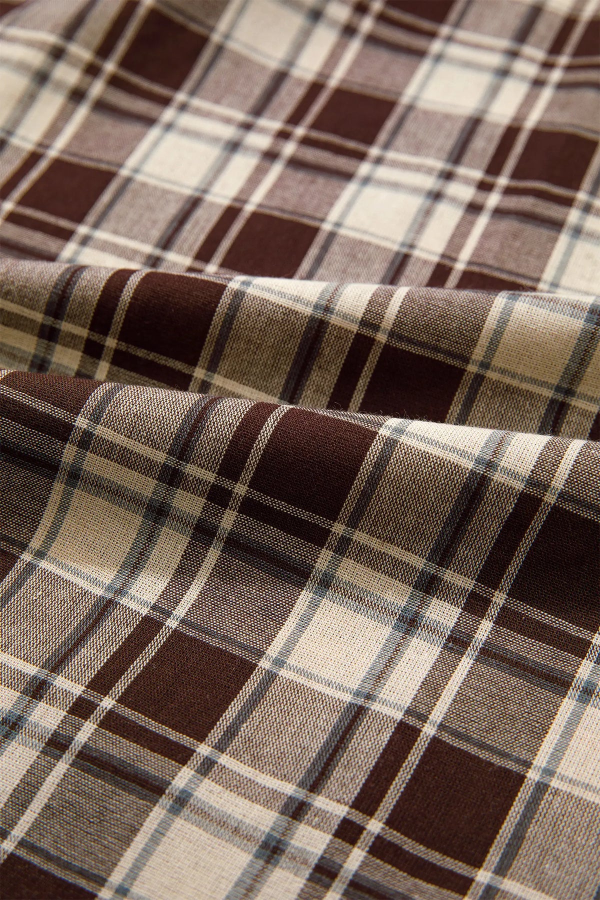 Plaid Long Sleeve Short Shift Mini Dress – Brown
