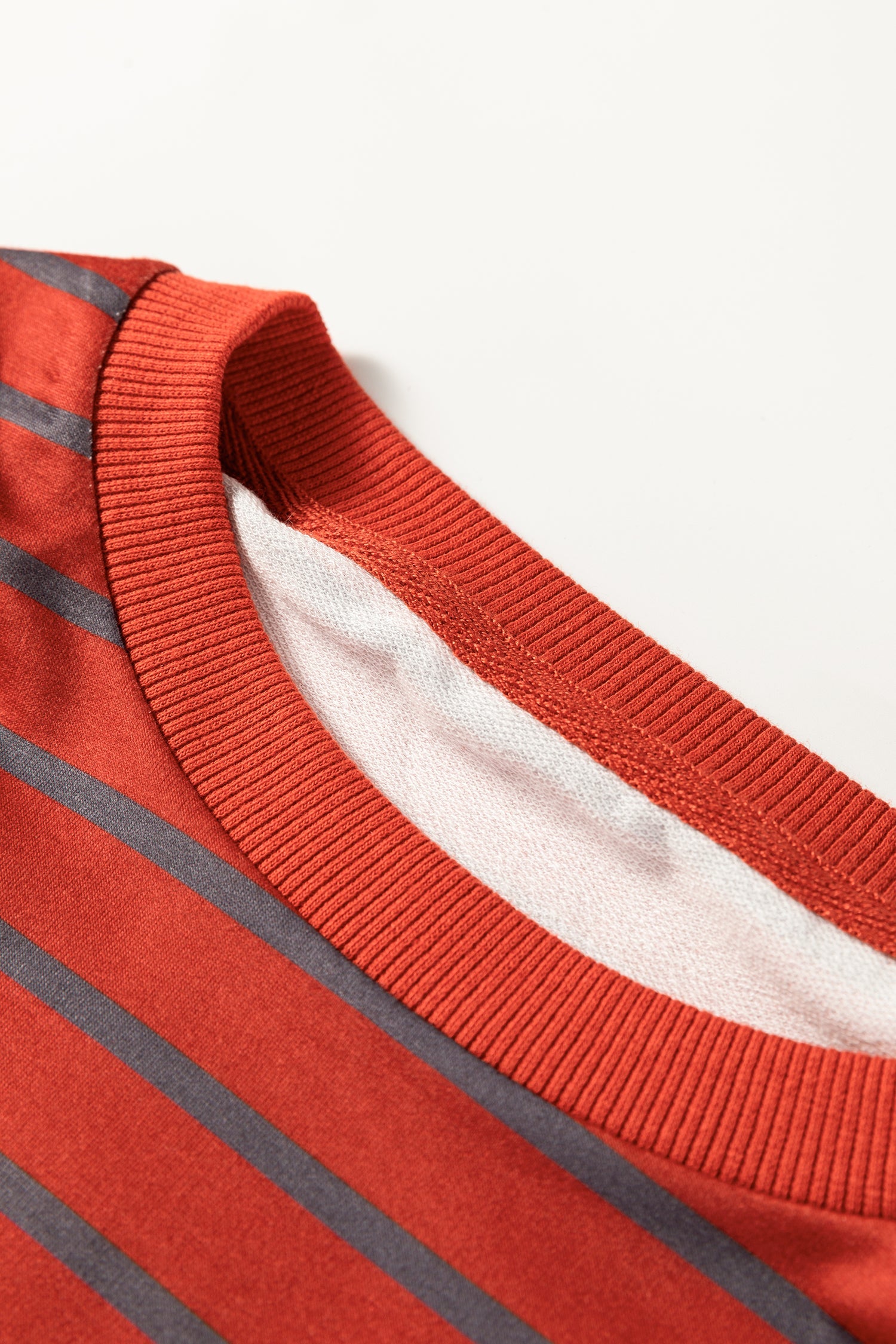 Orange Stripe Contrast Sleeve Drop Shoulder Sweatshirt - eAura