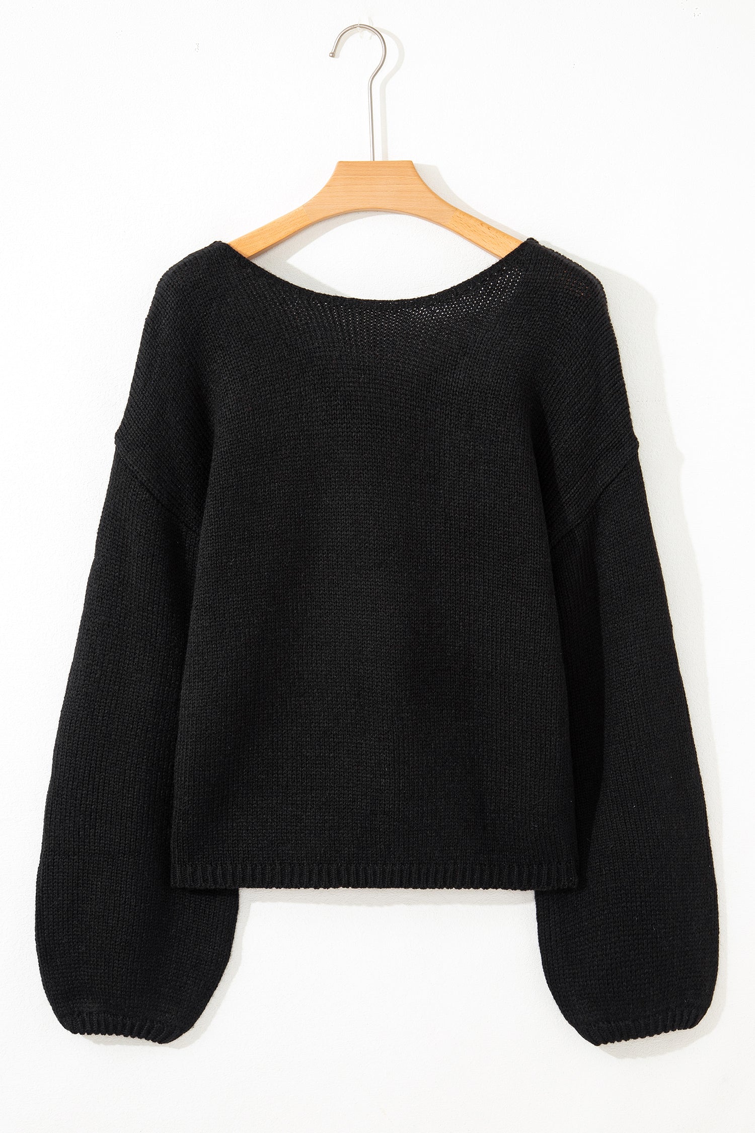Bow Backless Bubble Sleeve Sweater - eAura