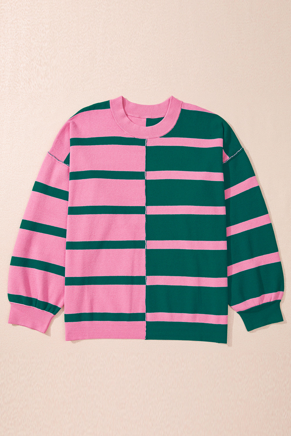Pink Stripe Colourblock Oversized Sweater eAura