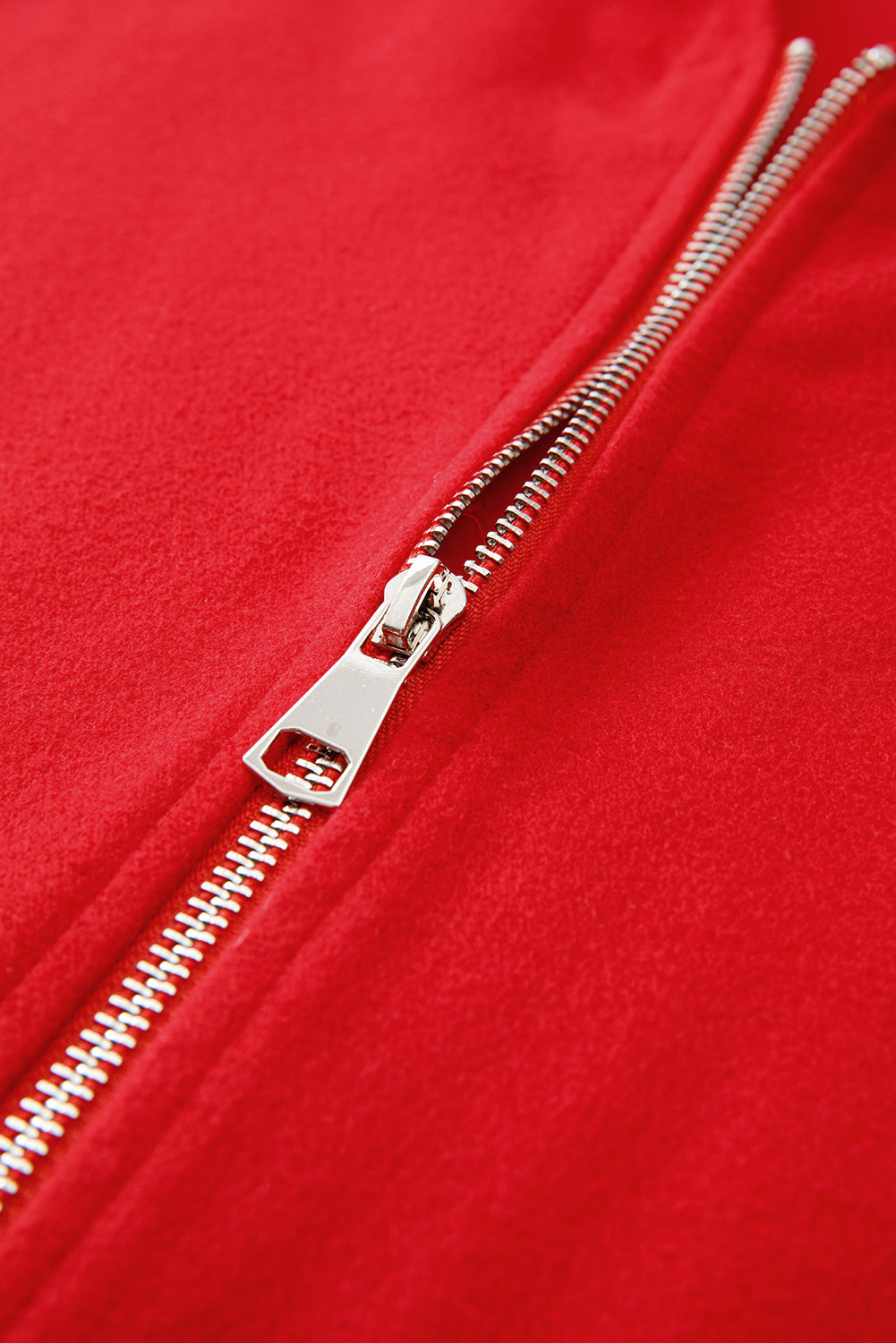 Fiery Red Solid Color Casual Zip up Hooded Coat BB Fashion Outlet