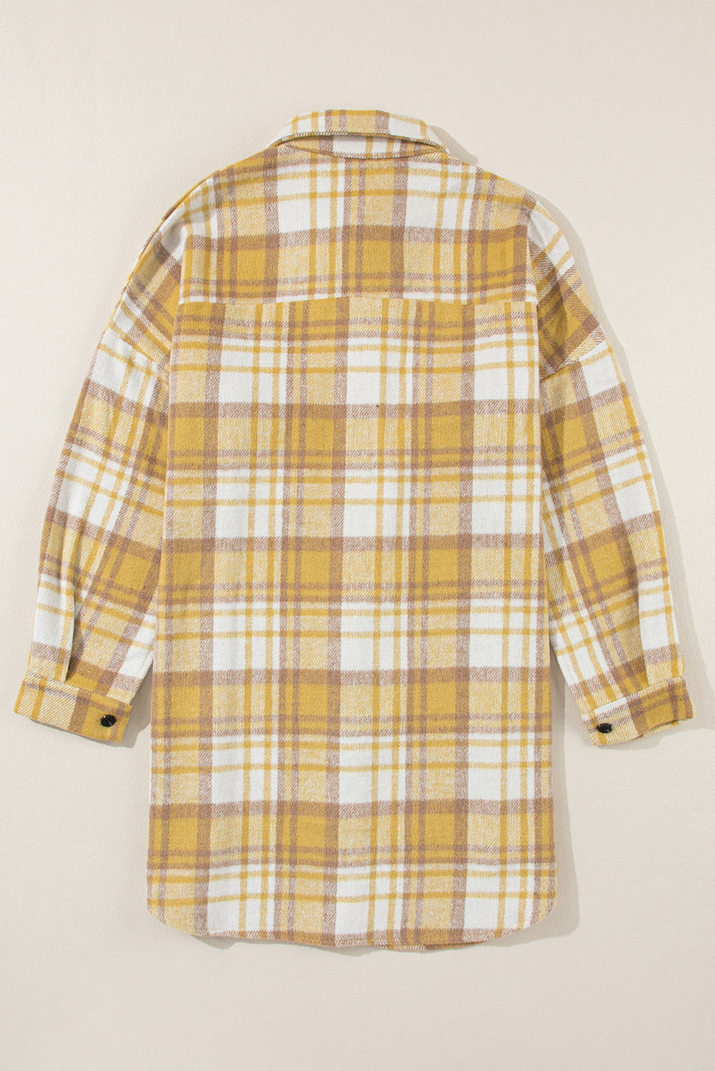 Yellow Plaid Flap Pocket Long Sleeve Shacket Beagle Boutique Fashion Outlet