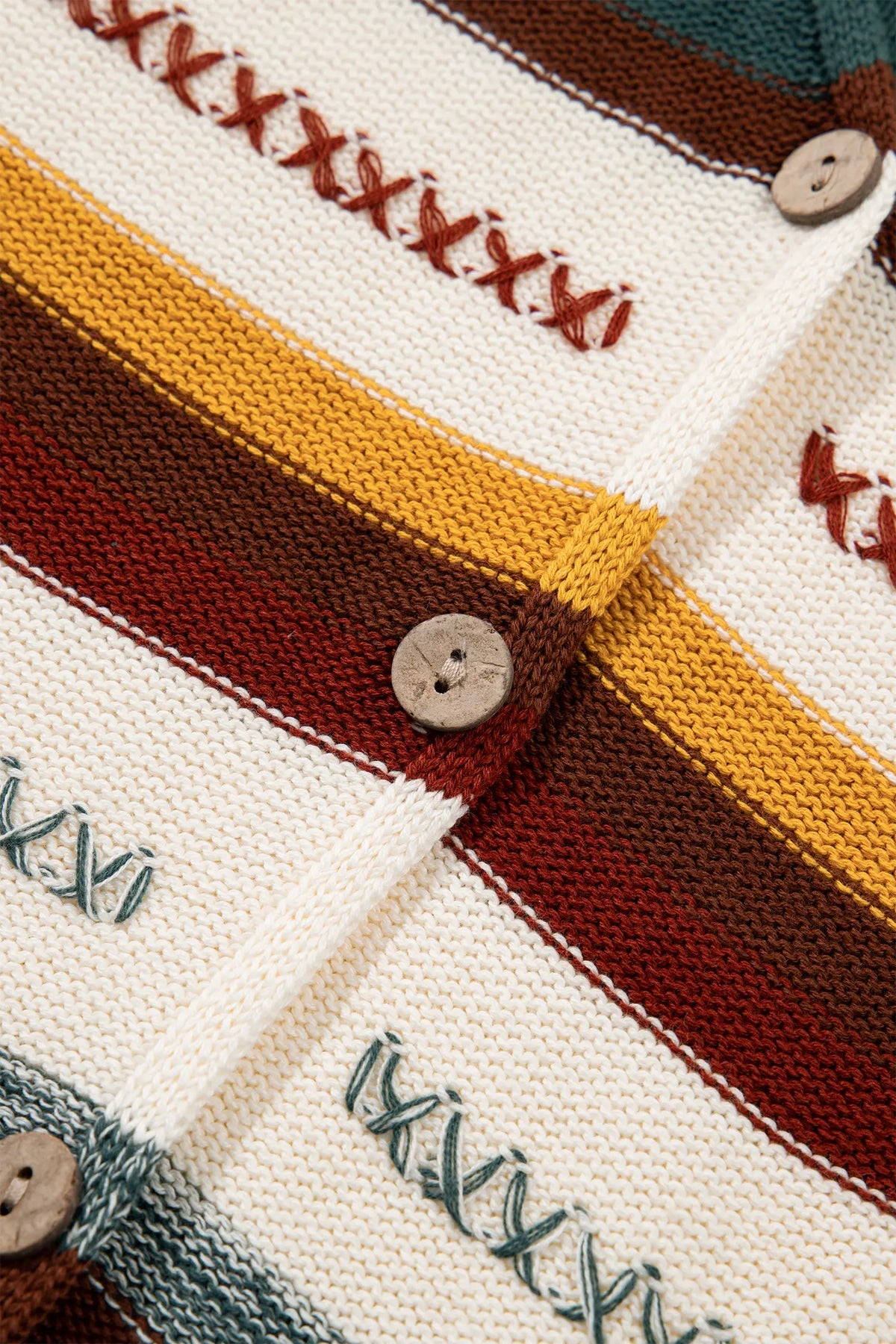 Striped Button Front Sleeveless Knit Regular Fit Sweater Vest – Multicolour