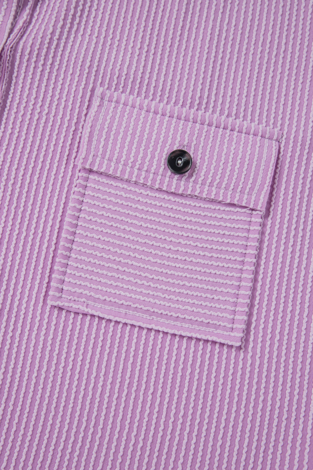 Orchid Bouquet Ribbed Flap Pocket Collared Buttoned Short Sleeve Top eAura