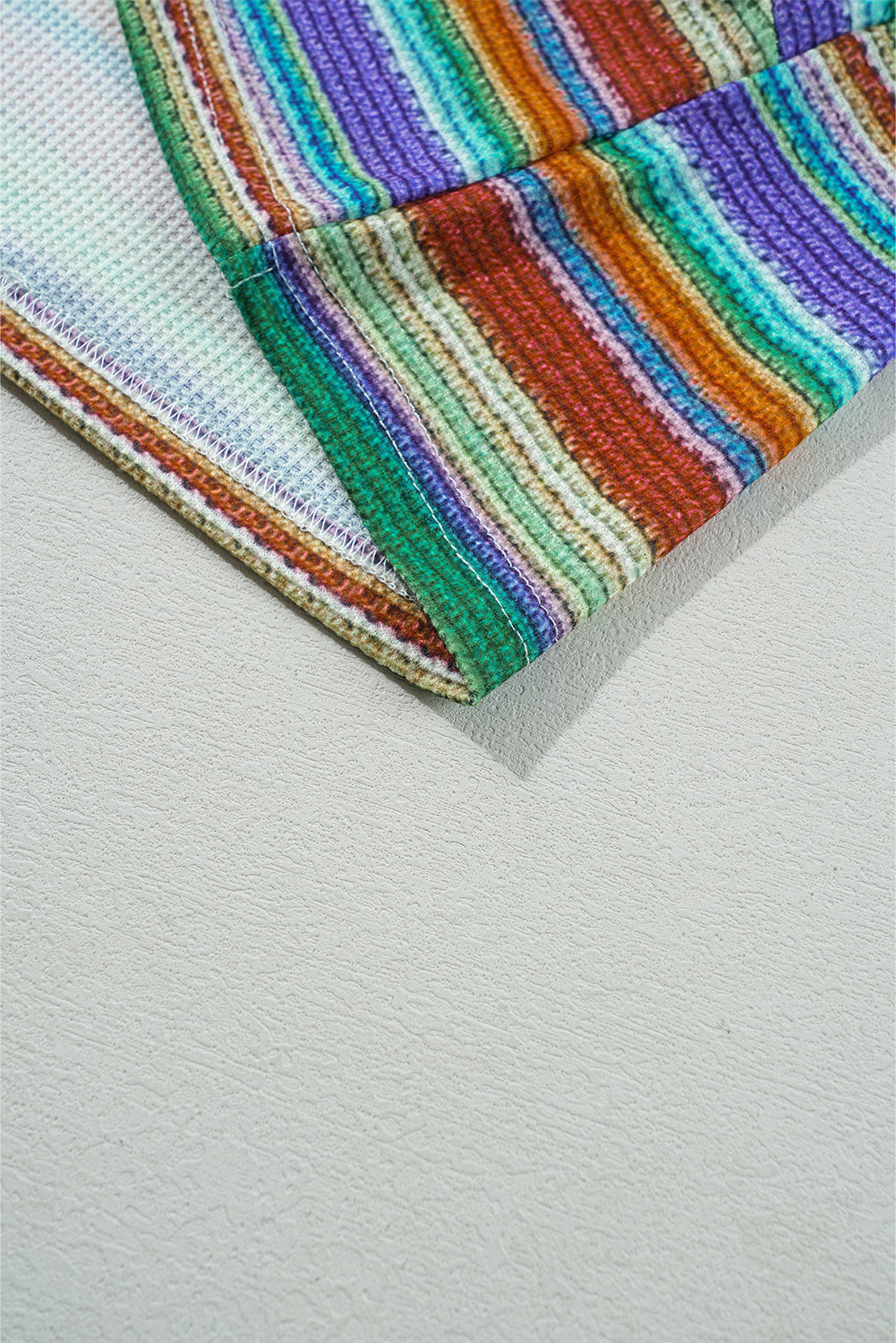 Multicolour Striped Pattern Twist Hem Short Sleeve Top eAura