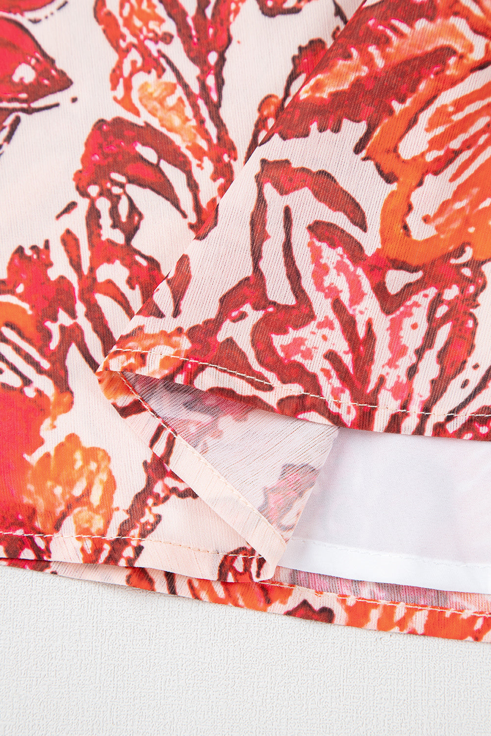 Red Vintage Floral Ruffle Sleeve V Neck Blouse eAura