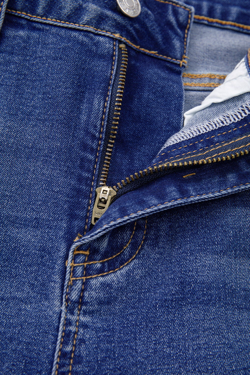 Sky Blue Whiskered Wash Raw Hem Cropped Jeans