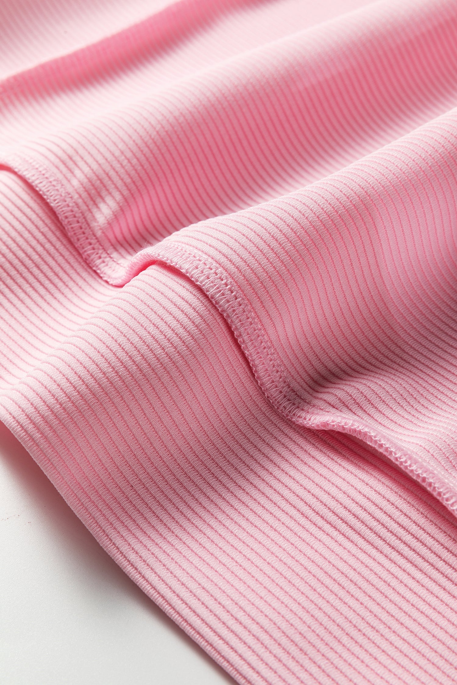 Horizontal Ribbed Exposed Seam Detail Long Sleeve Top - eAura