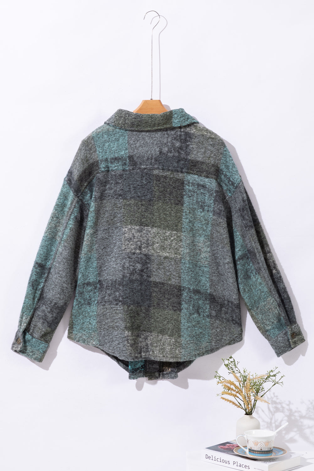 MultiColour Brushed Plaid Pocketed Oversize Shacket eAura