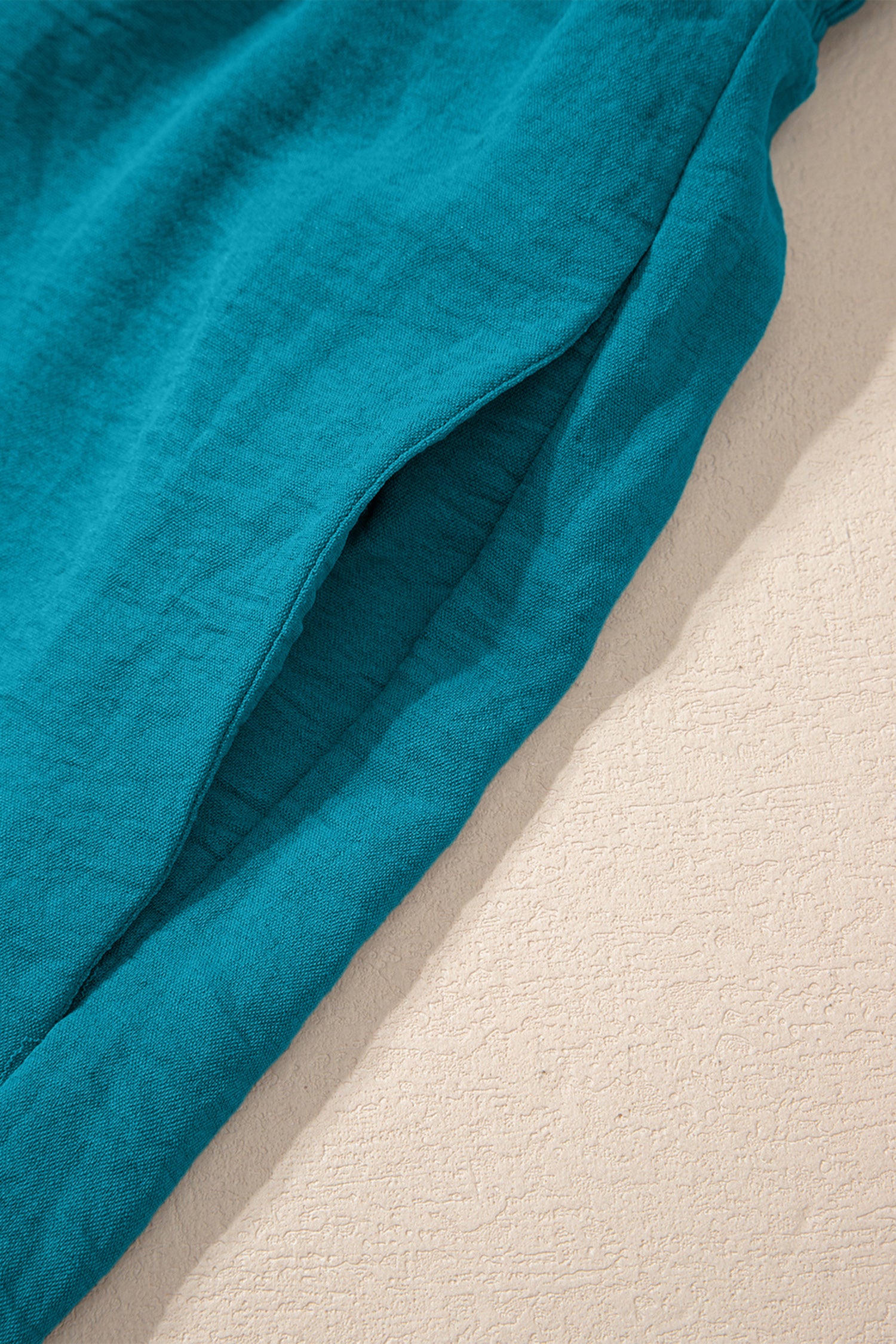 Smocked Square Neck Sleeveless Wide Leg Jumpsuit with Pockets – Teal