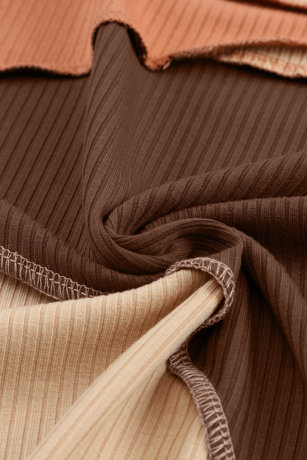 Exposed Seam Colour Block Rib Knit Top eAura