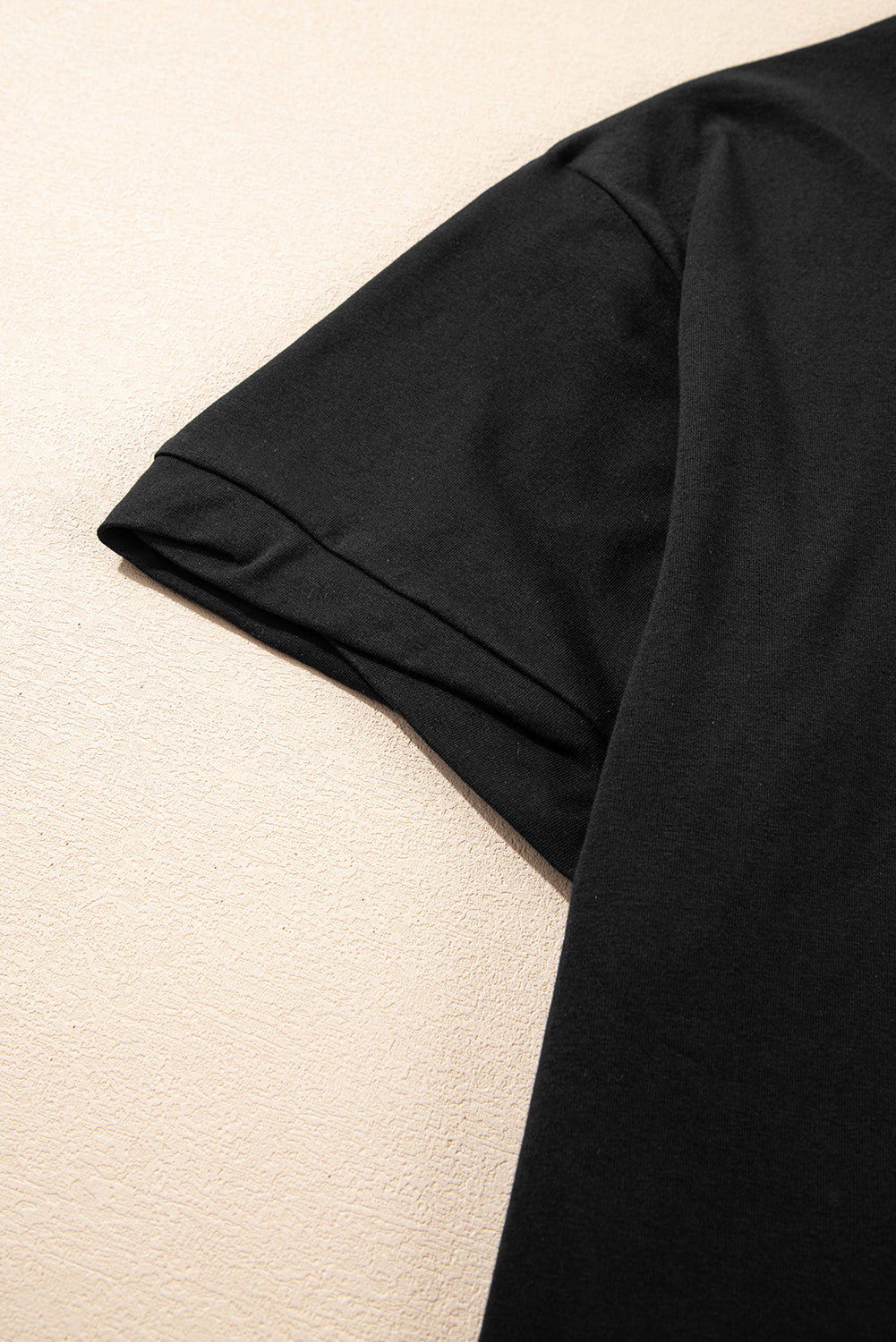 Black Loose Half Sleeve Hi Low Hem T Shirt eAura