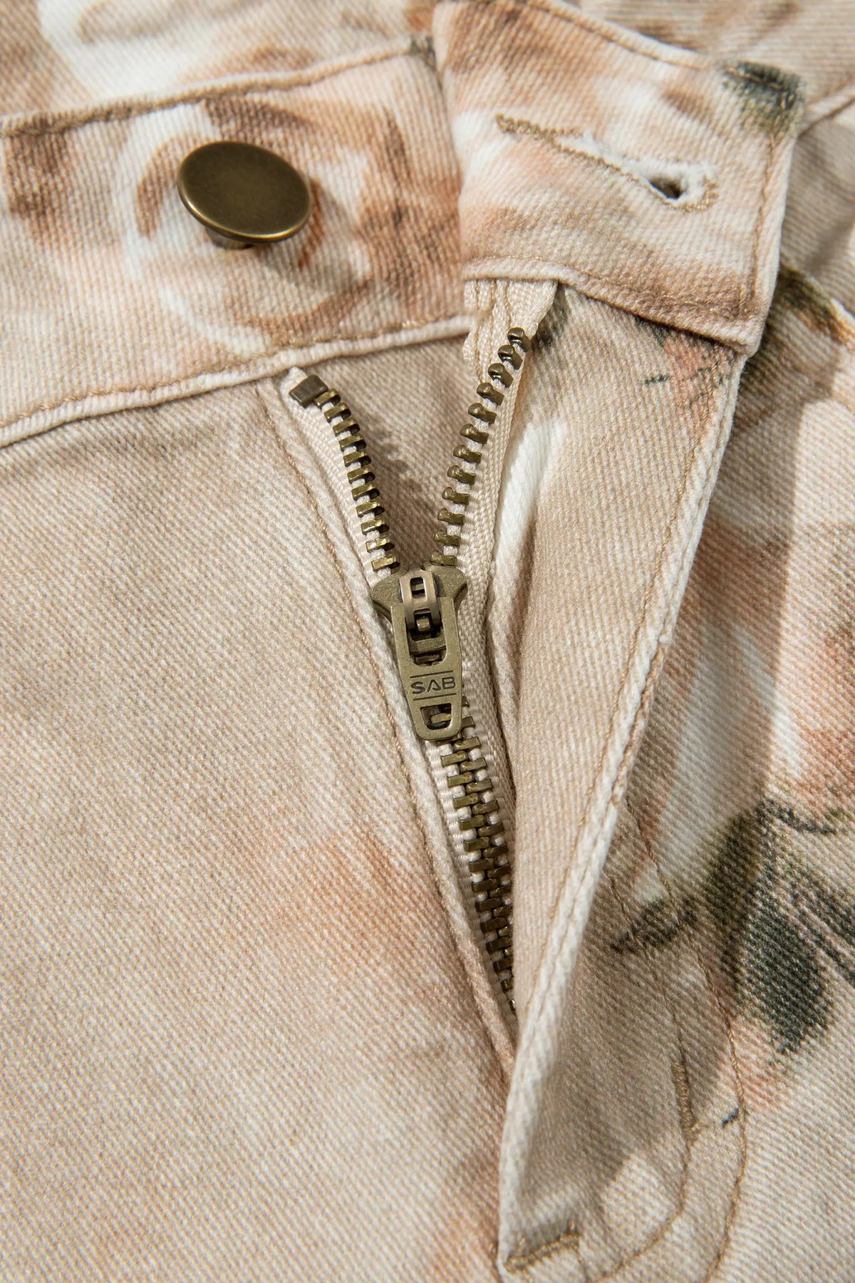 Retro Floral Print Relaxed Barrel Jeans – Khaki