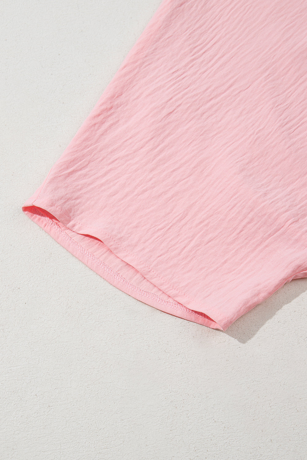 Pink Textured Half Sleeve V Neck Plus Size T Shirt with Chest Pocket BB Fashion Outlet