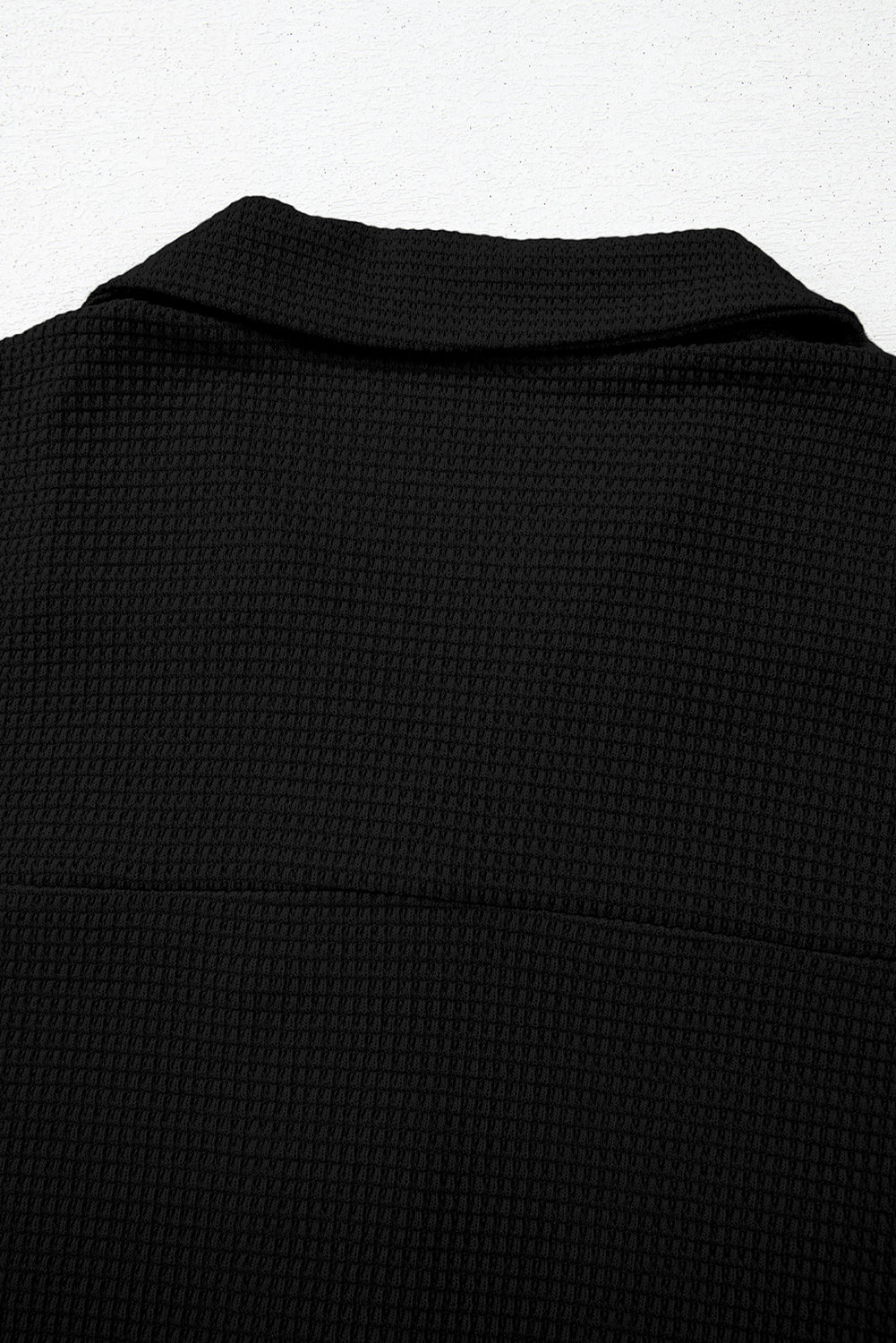 Black Solid Colour Textured Buttoned Shirt and Casual Trousers Set eAura