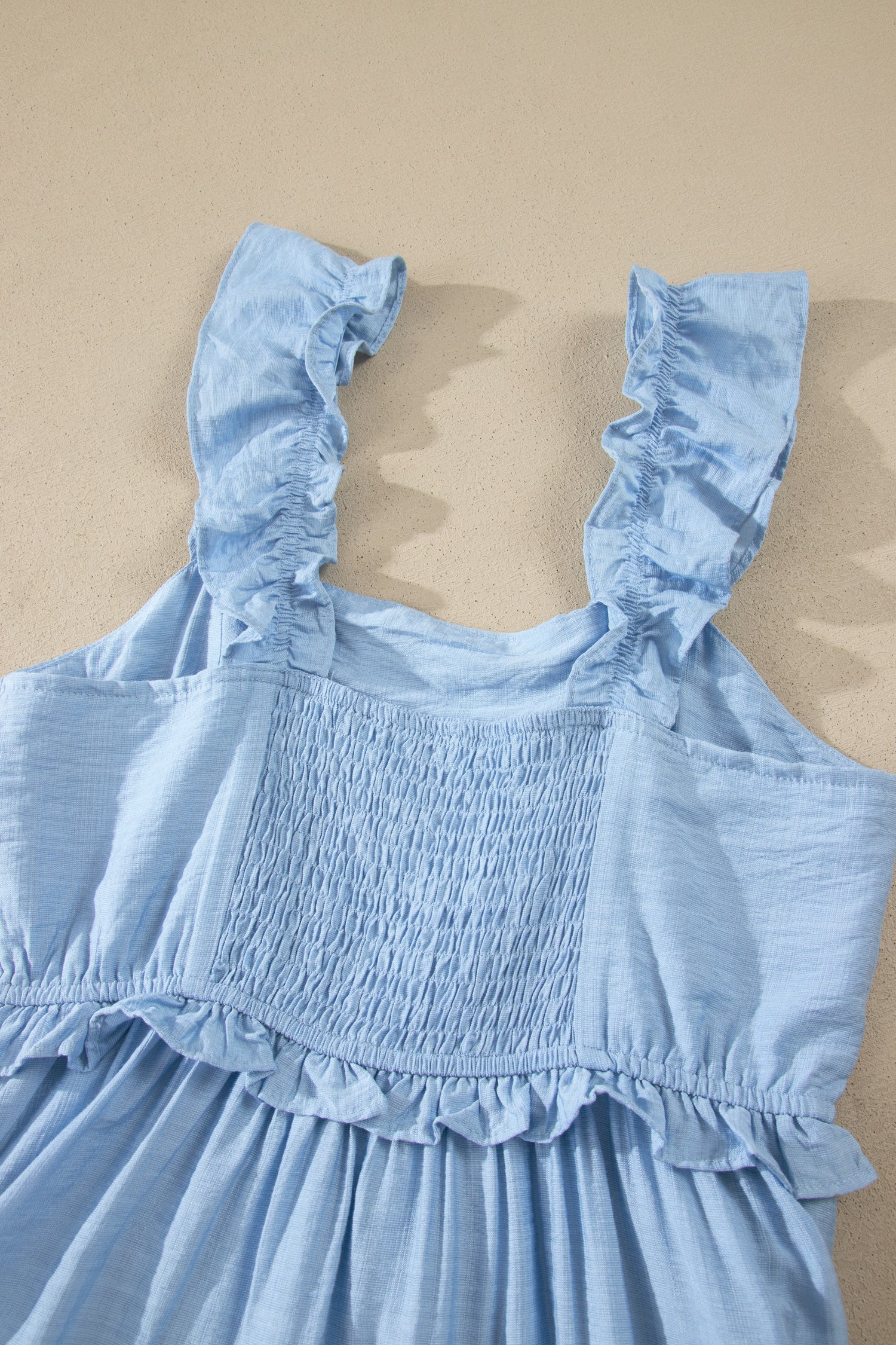Ruffle Trim High Waist Sleeveless Maxi Dress